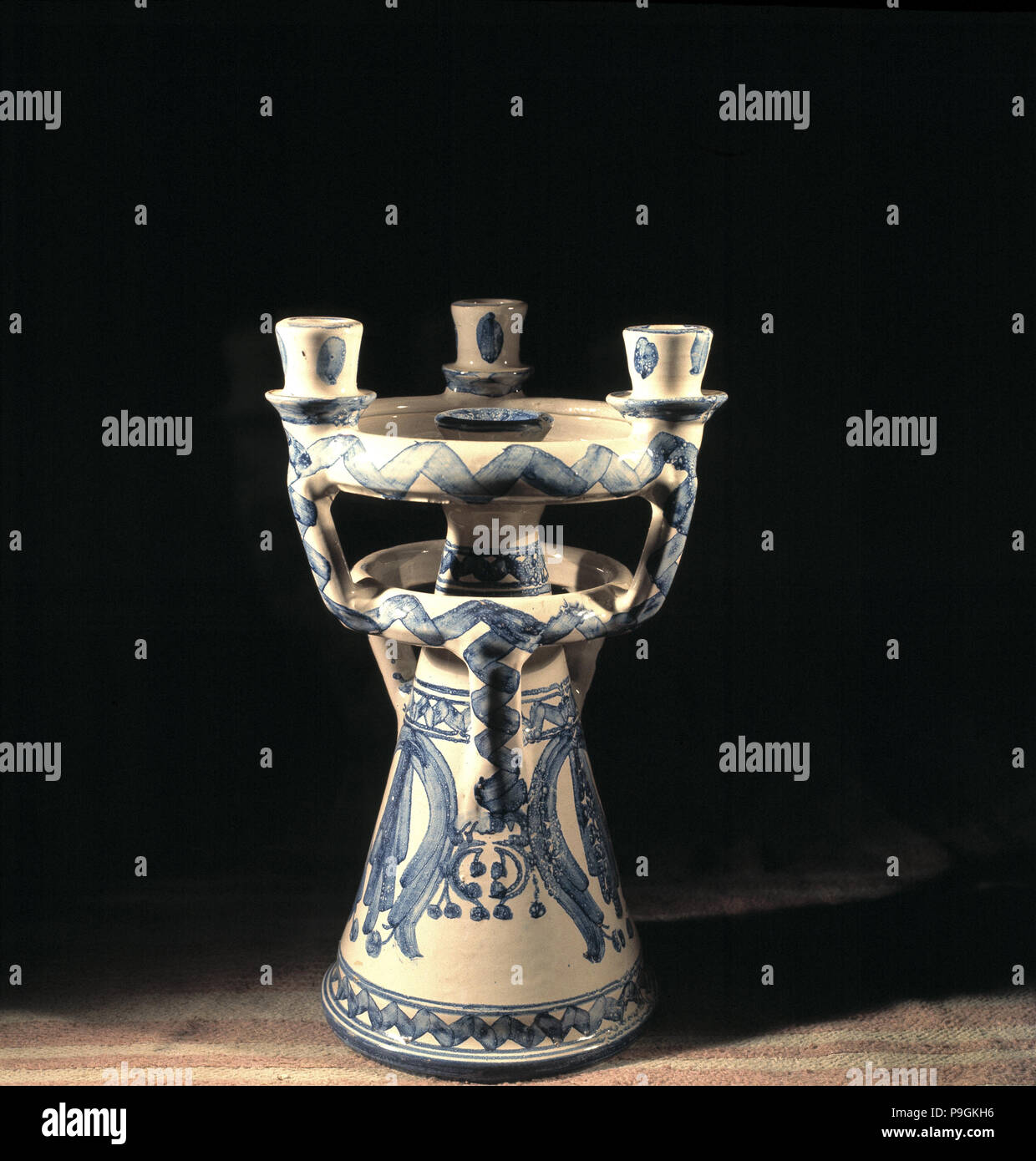 Muel ceramic candelabra, workshop of recovery of ancient potteries of the 15th and 16th centuries. Stock Photo