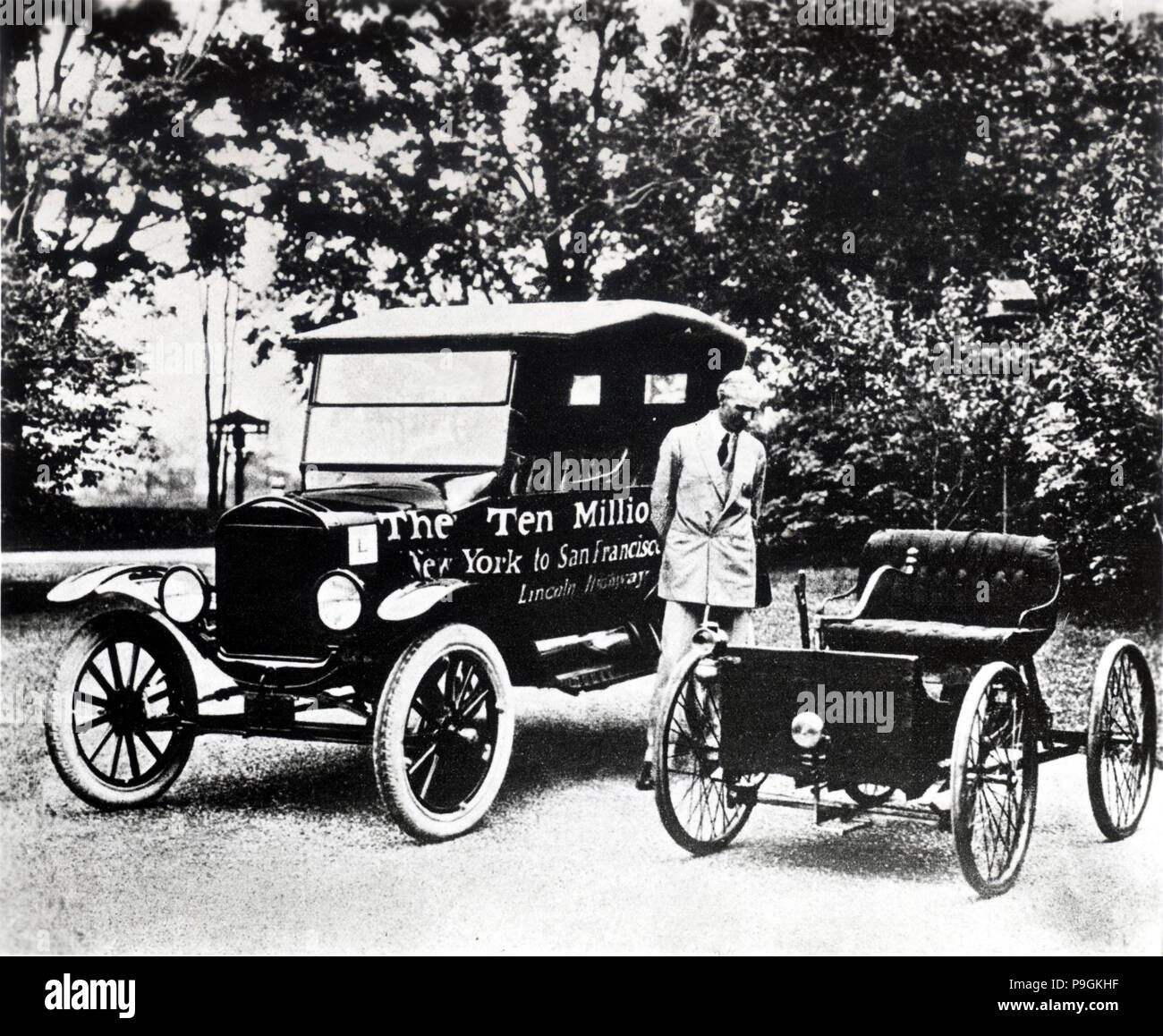 Henry Ford with old models of the Ford trademark Stock Photo - Alamy
