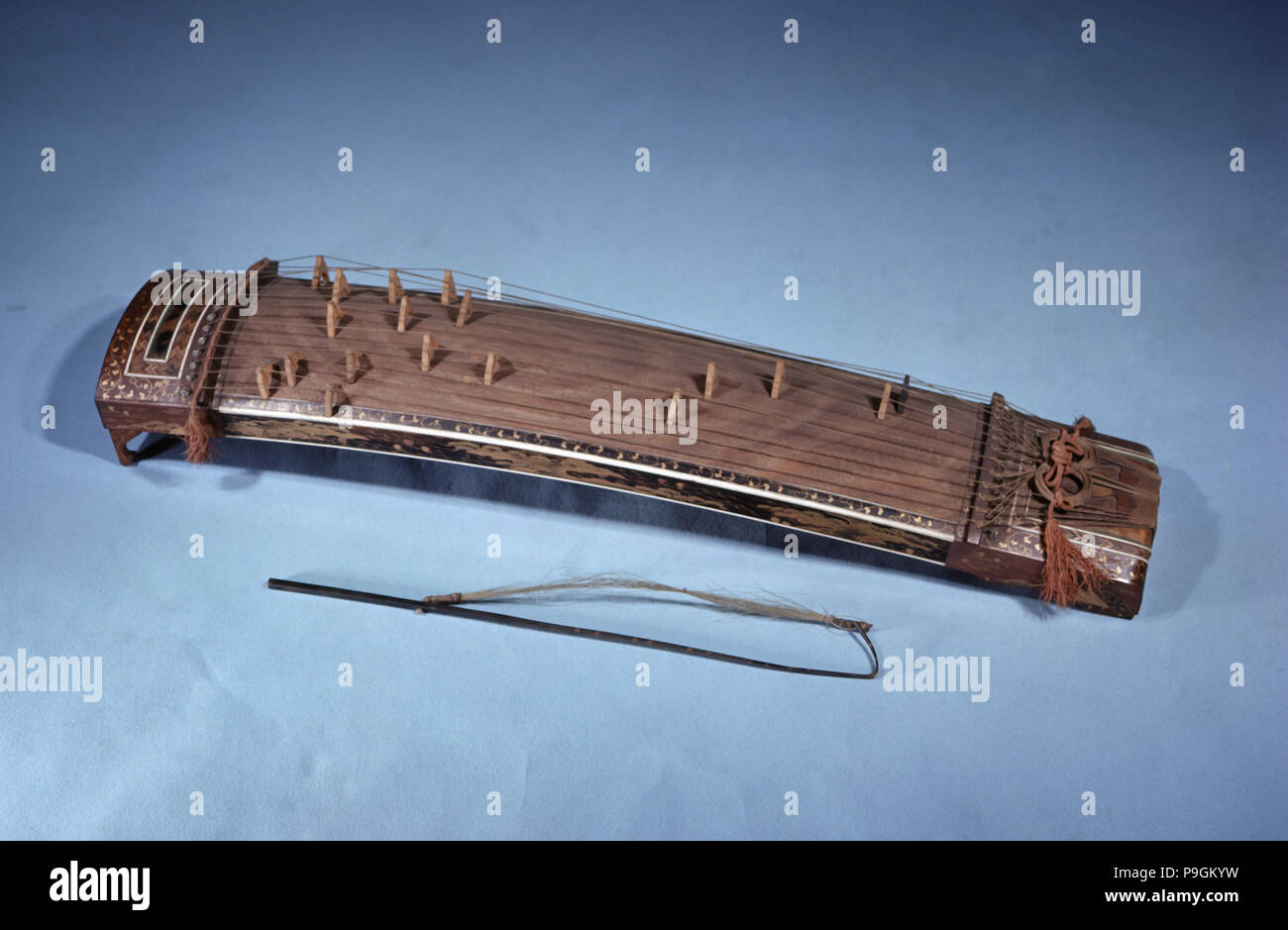 Japanese Koto, ancient stringed instrument. Stock Photo