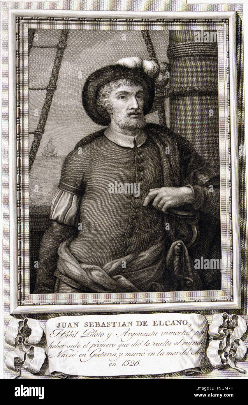 Juan Sebastián de Elcano (1476-1526), Spanish navigator and explorer, engravingof the  collection… Stock Photo