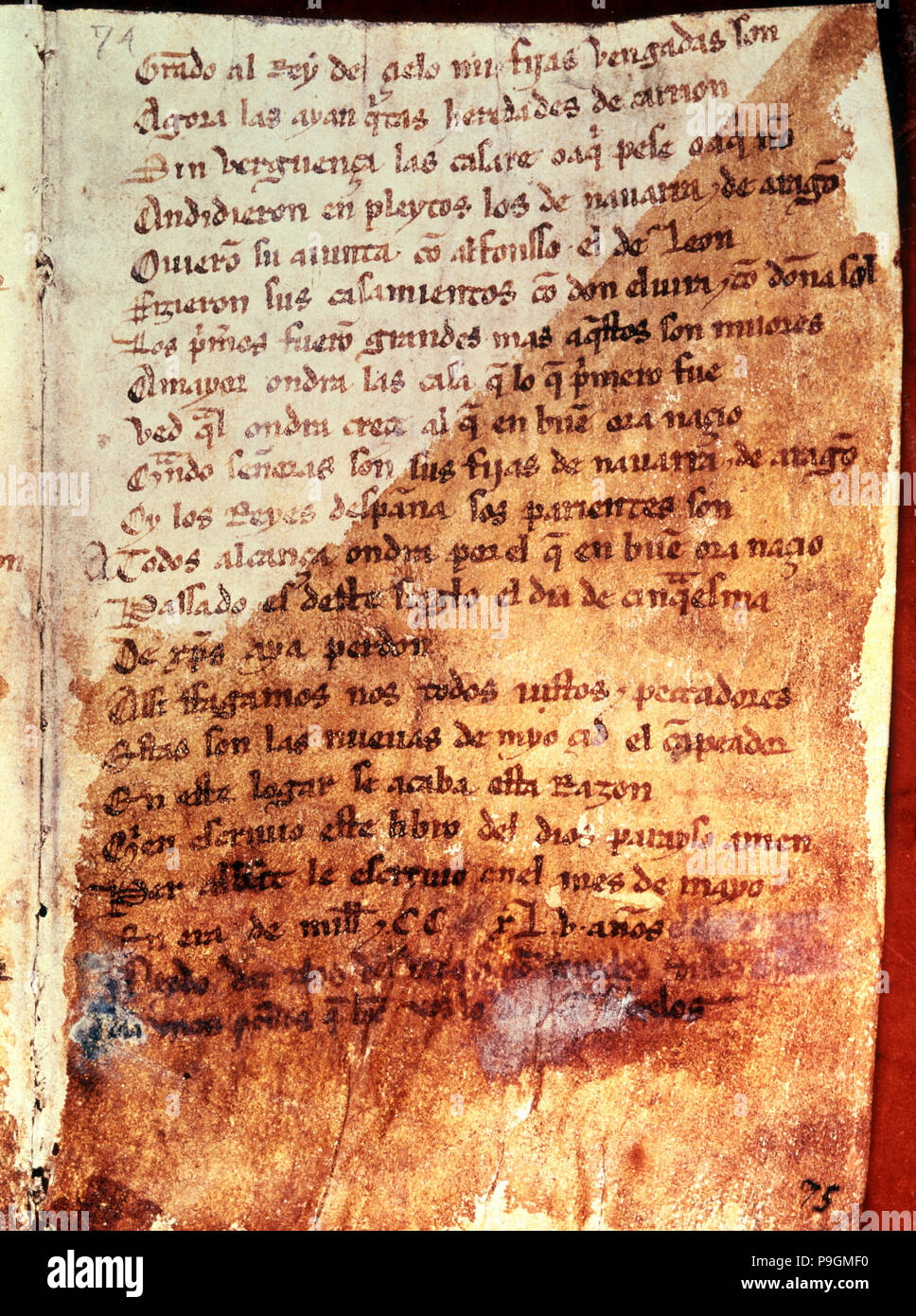 El Cantar del Mio Cid (The Song of the Cid). Manuscript. Fol. Per Abbat,  1307 Stock Photo - Alamy