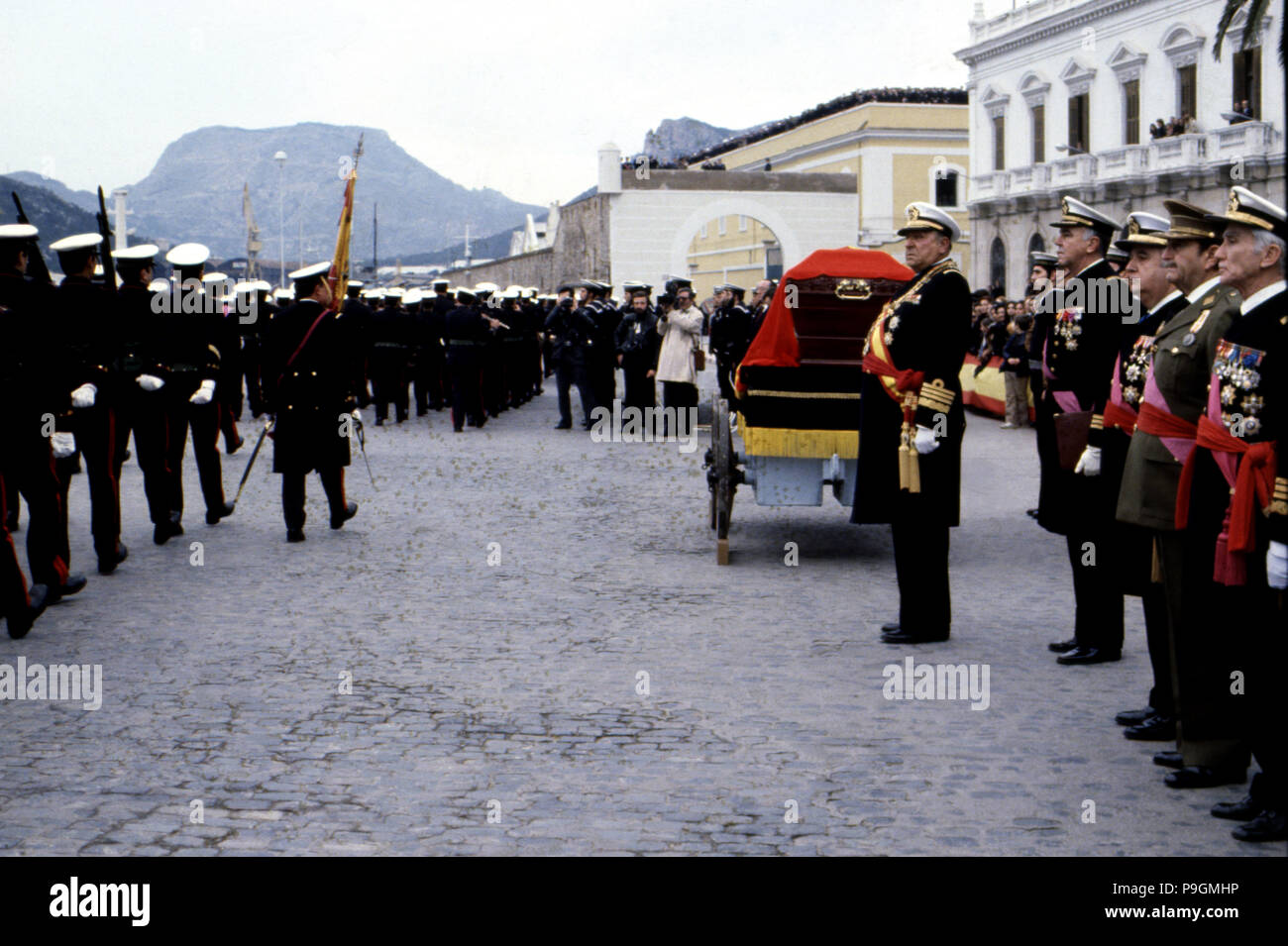 Burial of the remains of Alfonso XIII (1886-1941) in 1980, were transferred from  Rome to the Pan… Stock Photo