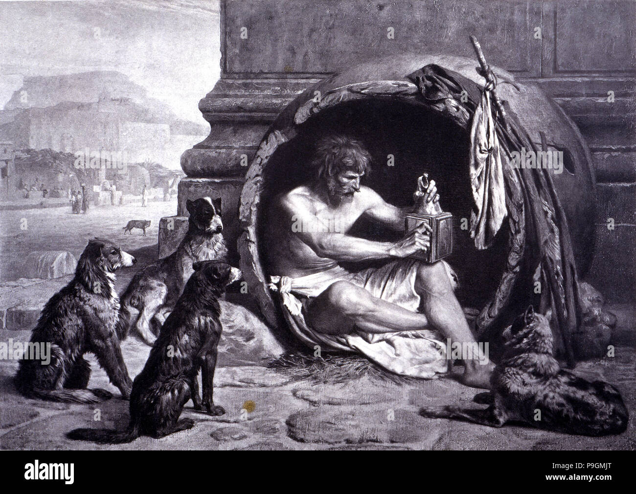 Diogenes 'the Cynic' (413-327 a.BC), Greek philosopher, engraving of ...