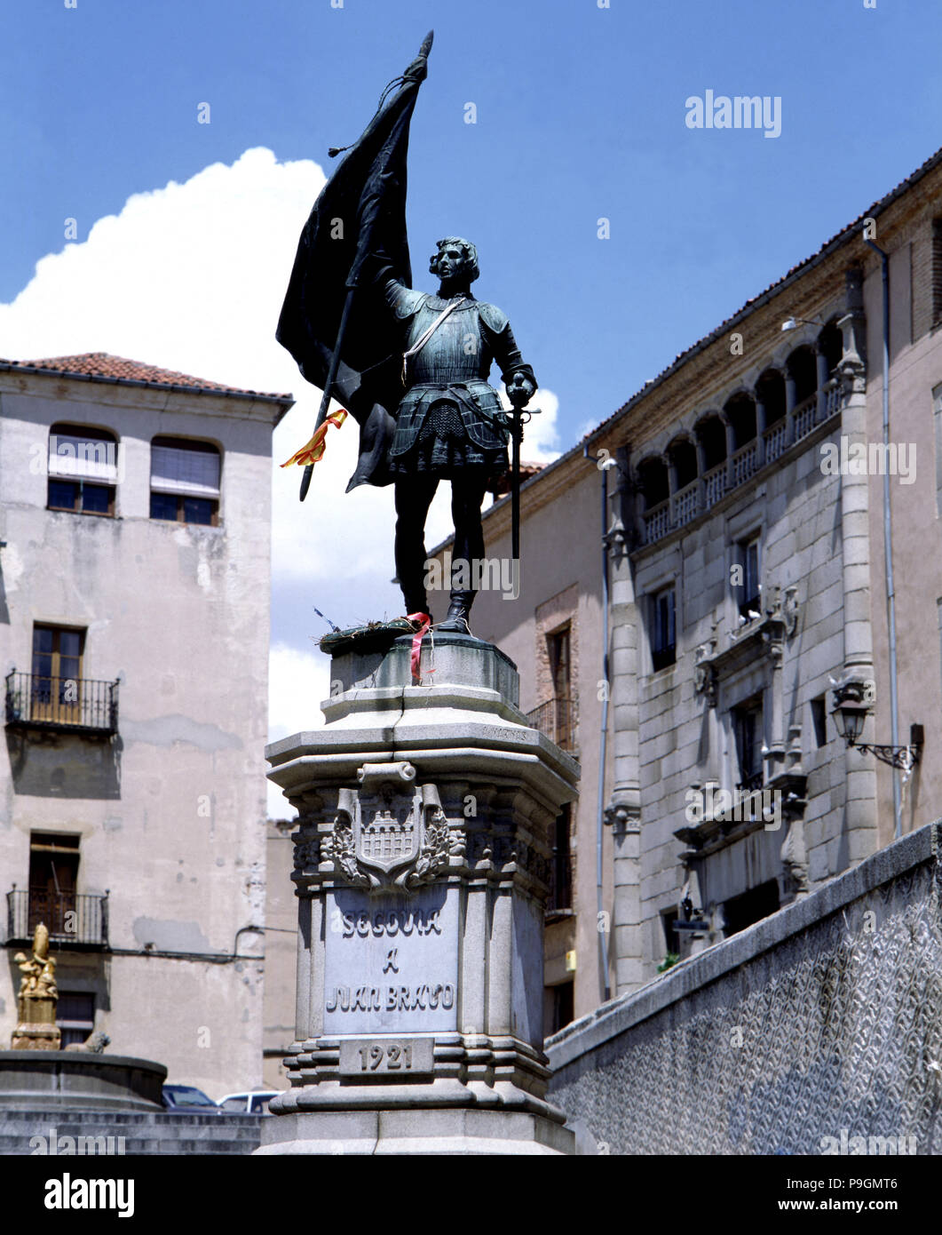 Statue of Juan Bravo (1483-1521), Segovia aristocrat and leader of the revolt of the Communards. Stock Photo
