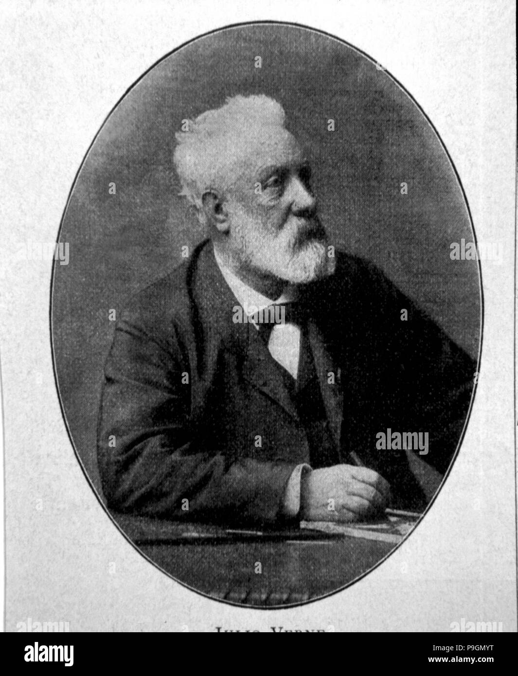 Verne, Jules (1828-1905, French writer, photo of 'Ilustración Artística', 1900. Stock Photo
