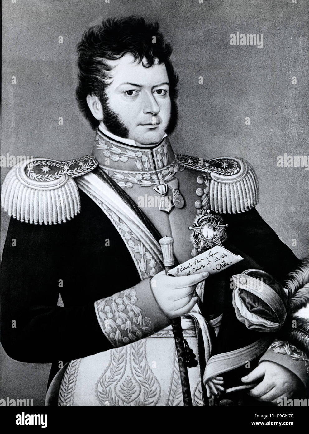 Bernardo O'Higgins (1778-1842), Chilean politician and military, hero of the American independence. Stock Photo