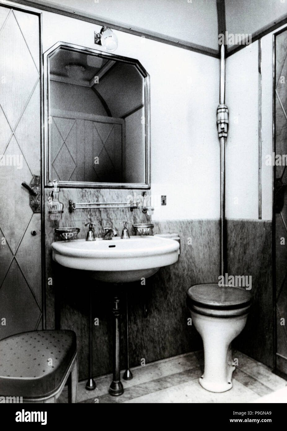 Toilet cabin in an Italian wagon train, 1950 Stock Photo - Alamy
