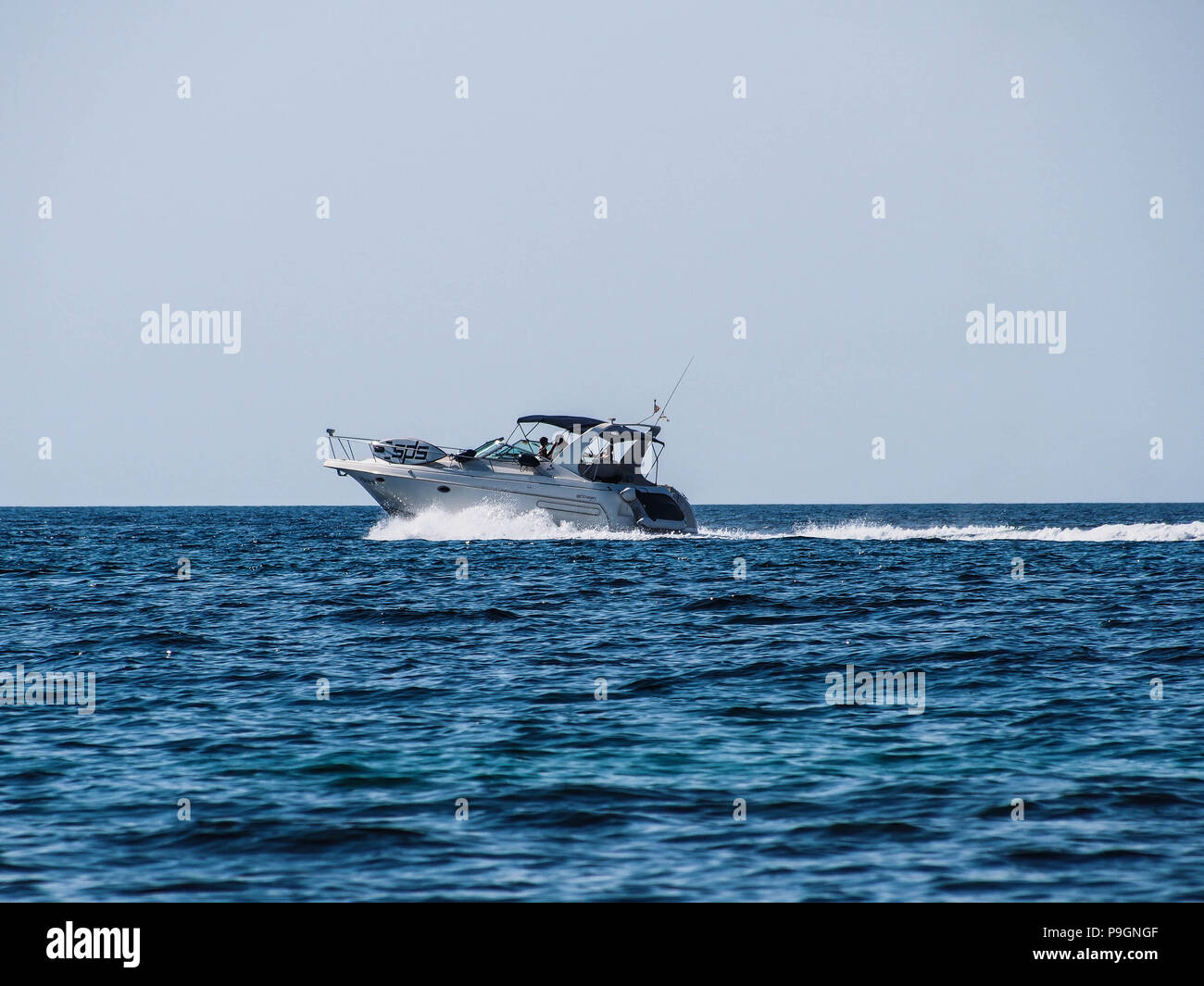 A Motorboat on the Medeterranean sea Stock Photo