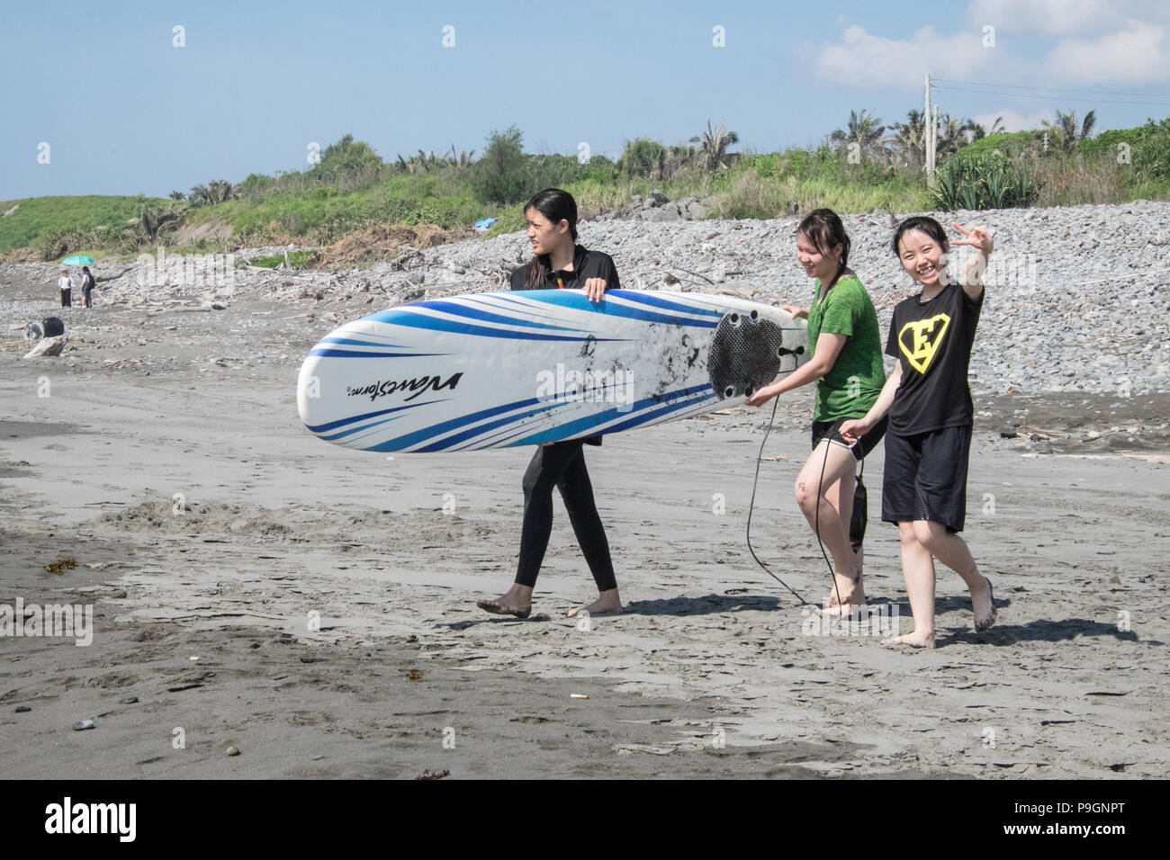 Dulan beach,Surfing,surfboards,lesson,on,coast,beach,near,Taitung,East