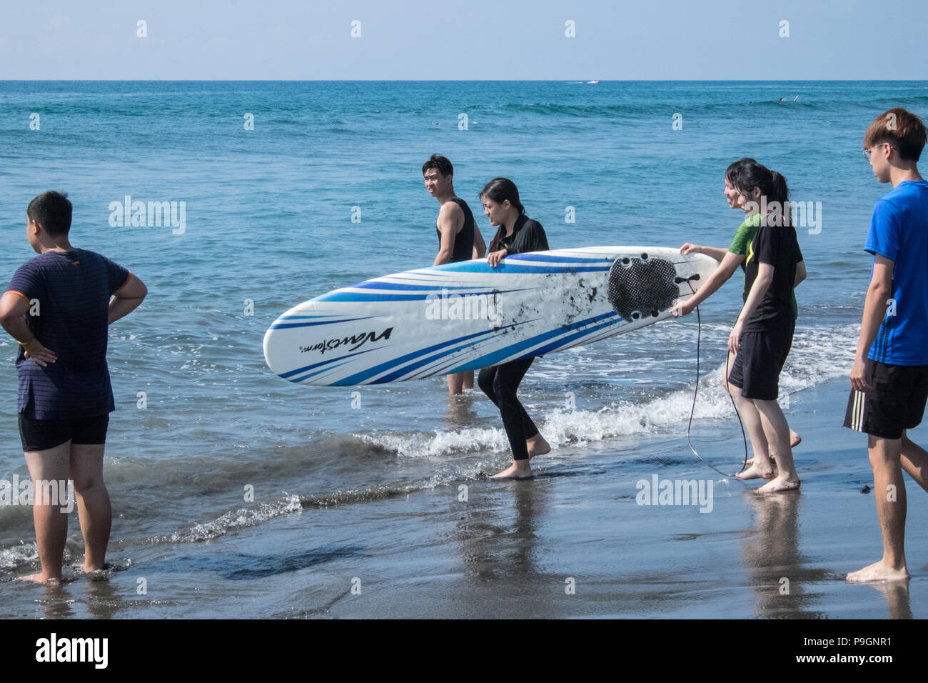 Dulan beach,Surfing,surfboards,lesson,on,coast,beach,near,Taitung,East
