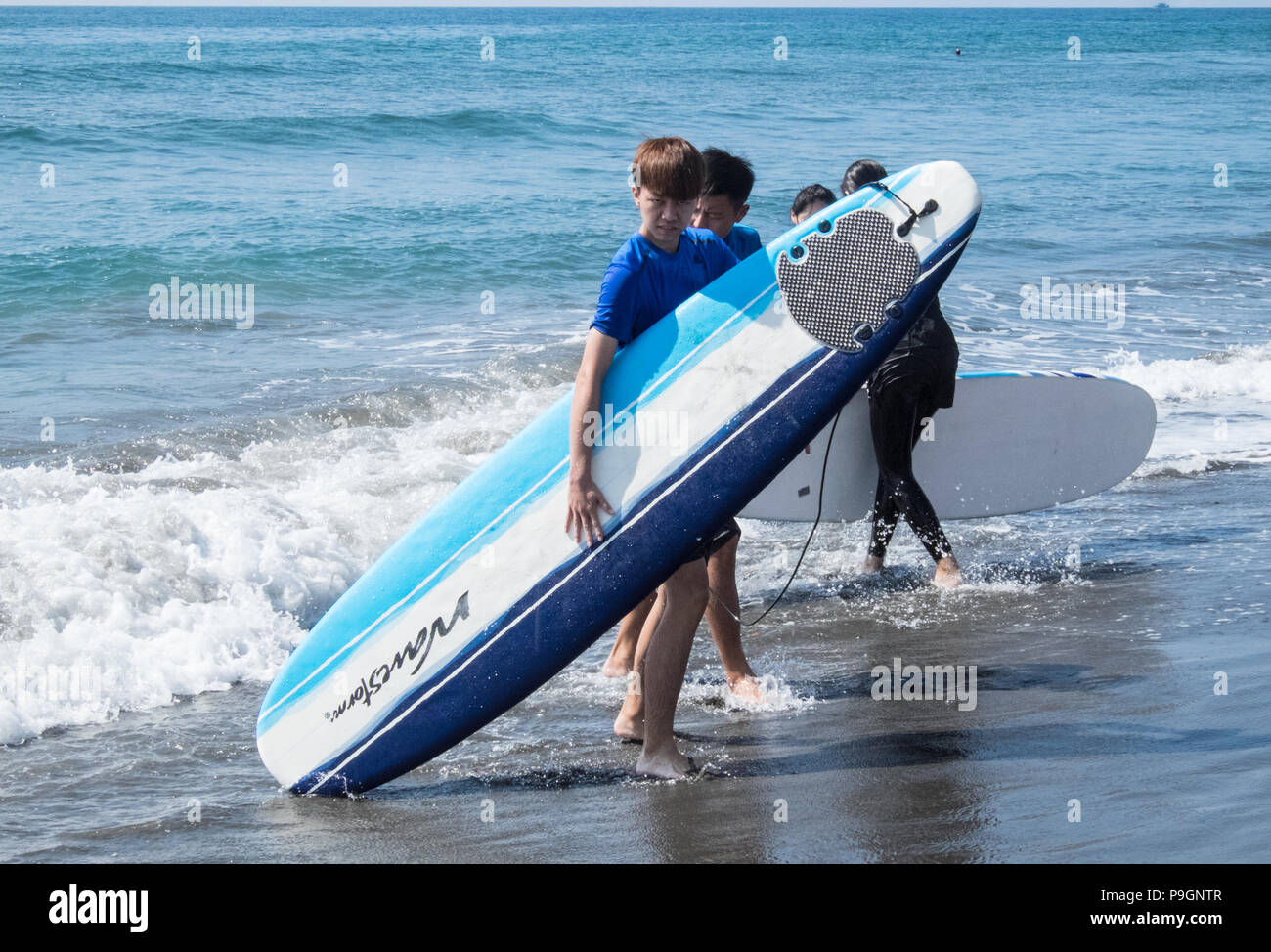 Dulan beach,Surfing,surfboards,lesson,on,coast,beach,near,Taitung,East