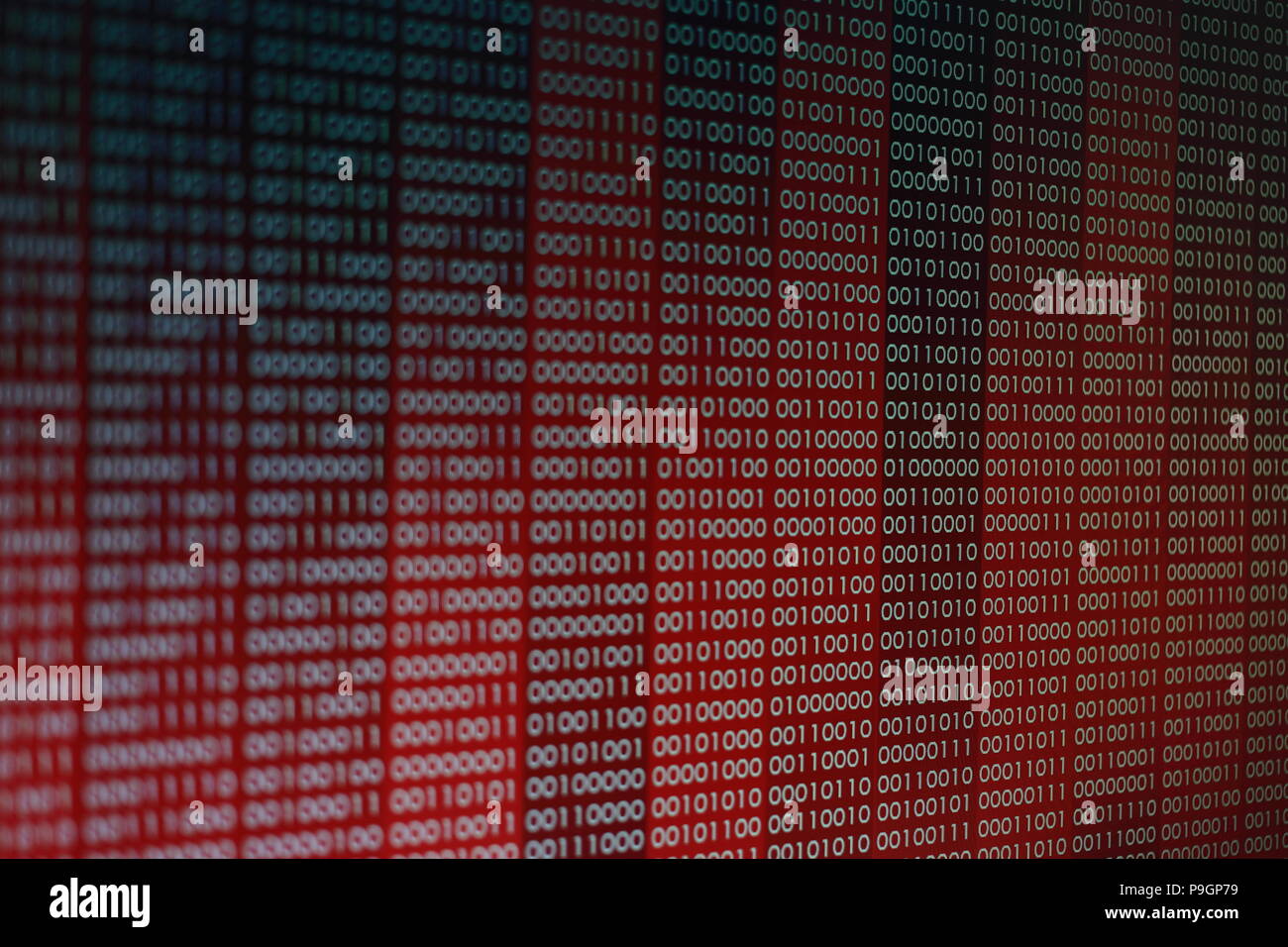 red binary code numbers information data bit background with ransom ...