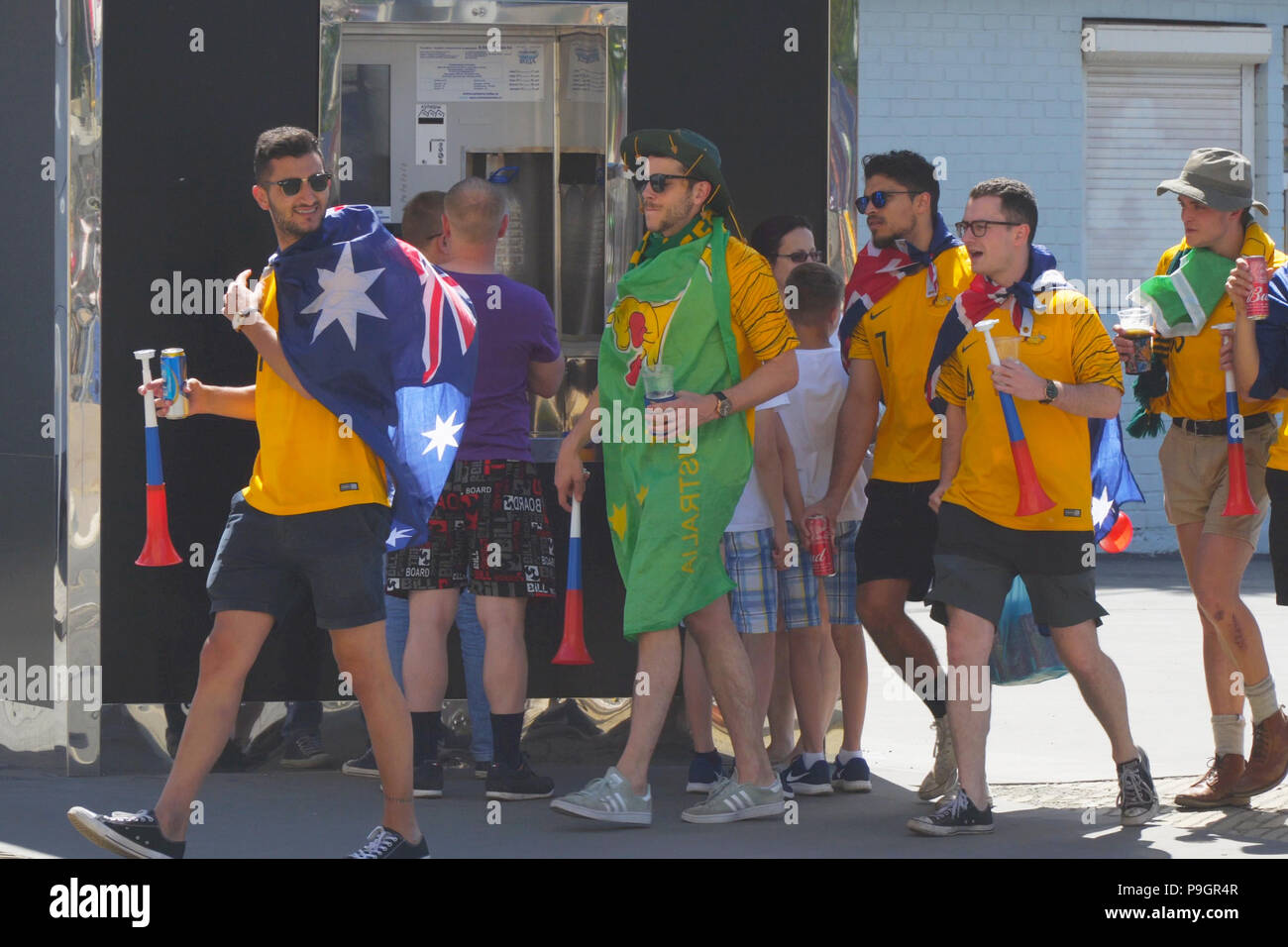 Australian football fans on the streets of Samara Stock Photo Alamy