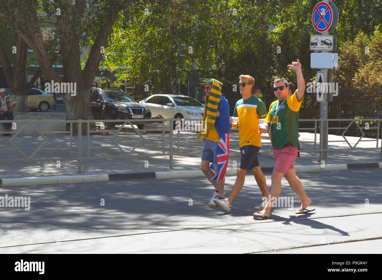 Australian football fans on the streets of Samara Stock Photo Alamy