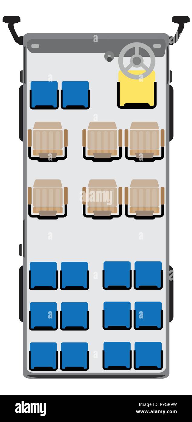 Mini Passenger bus seat map vector and illustration Stock Vector