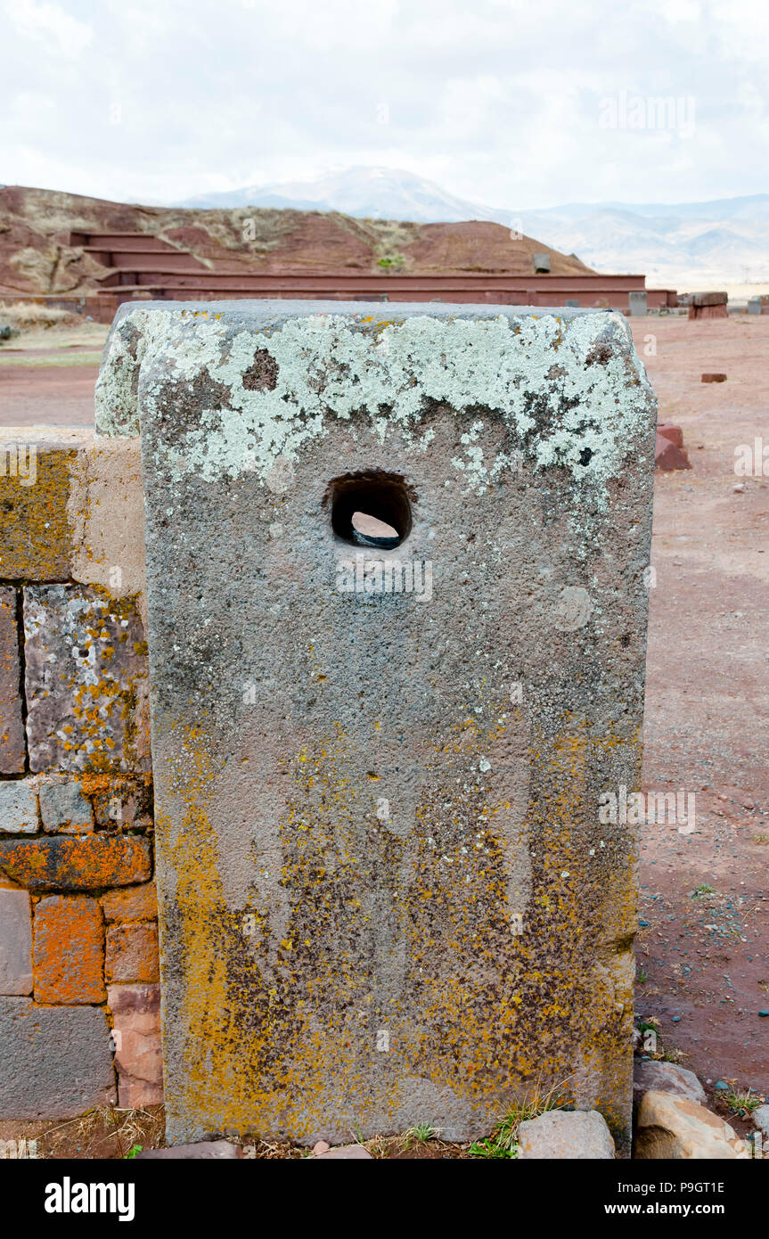 Ancient Megaphone in Stone - Tiwanaku - Bolivia Stock Photo