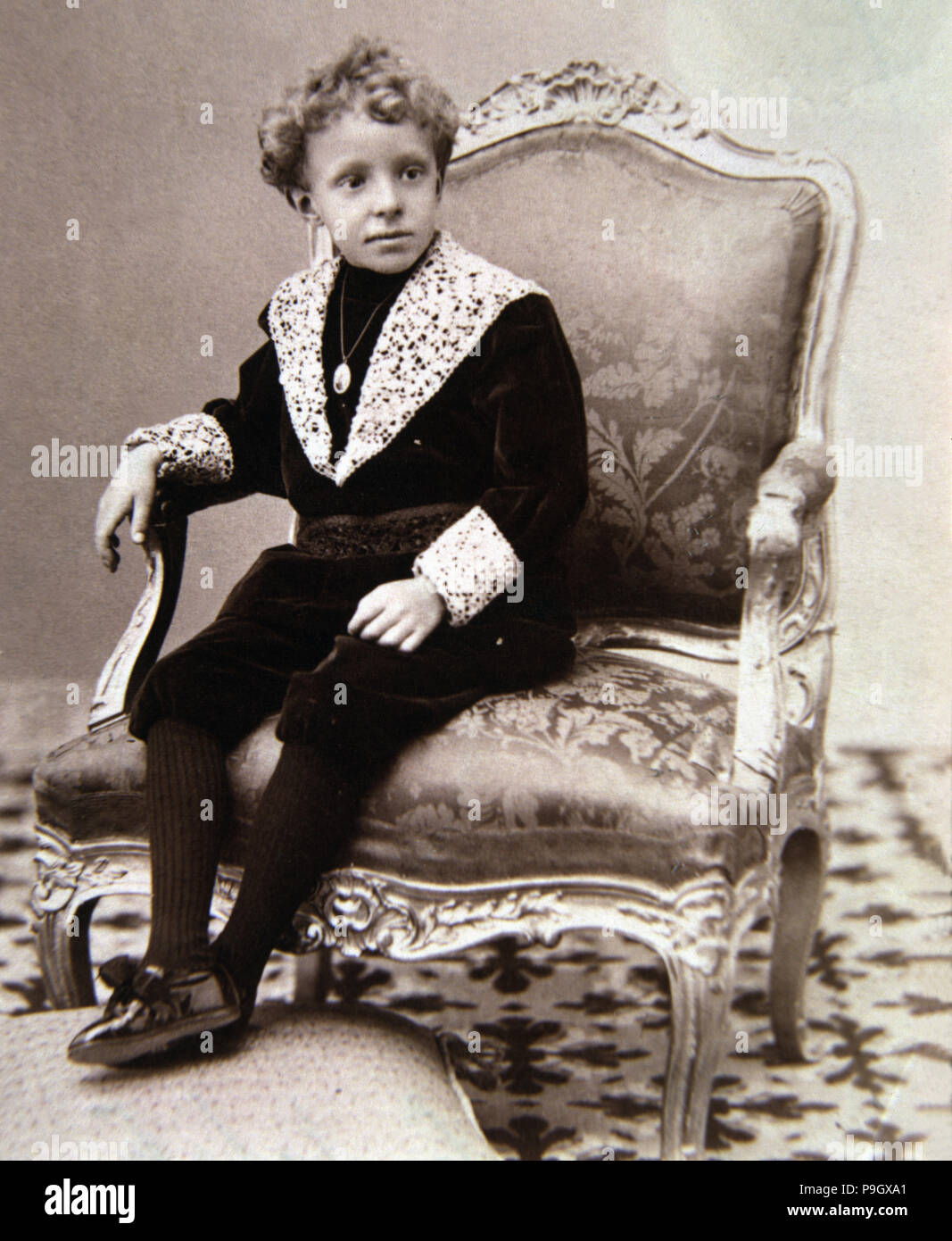 Alfonso XIII, King of Spain. (1886-1941) photo of the king when was a child under the regency of … Stock Photo