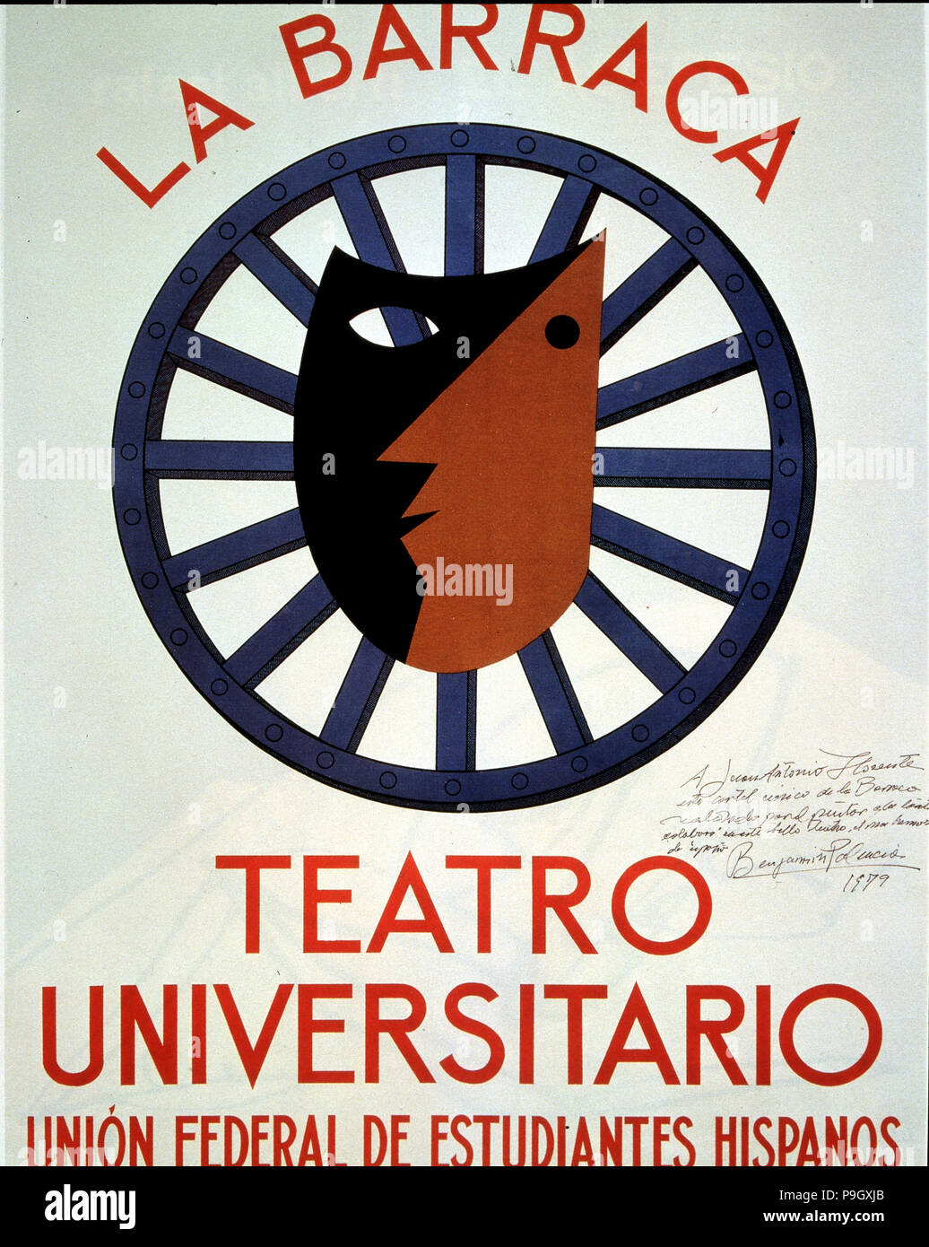 Poster for the University theater company' 'La Barraca', 'directed by Federico Garcia Lorca'. Stock Photo