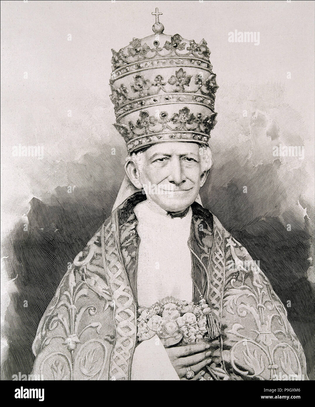 Leon XIII, Vincenzo Gioacchino Pecci (1810-1903), pope from 1878-1903, engraving in the 'Ilustrac… Stock Photo