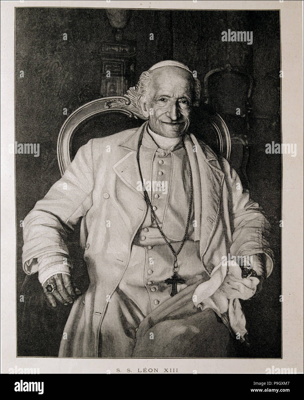 Leon XIII, Vincenzo Gioacchino Pecci (1810-1903), pope from 1878-1903, engraving in the 'Ilustrac… Stock Photo
