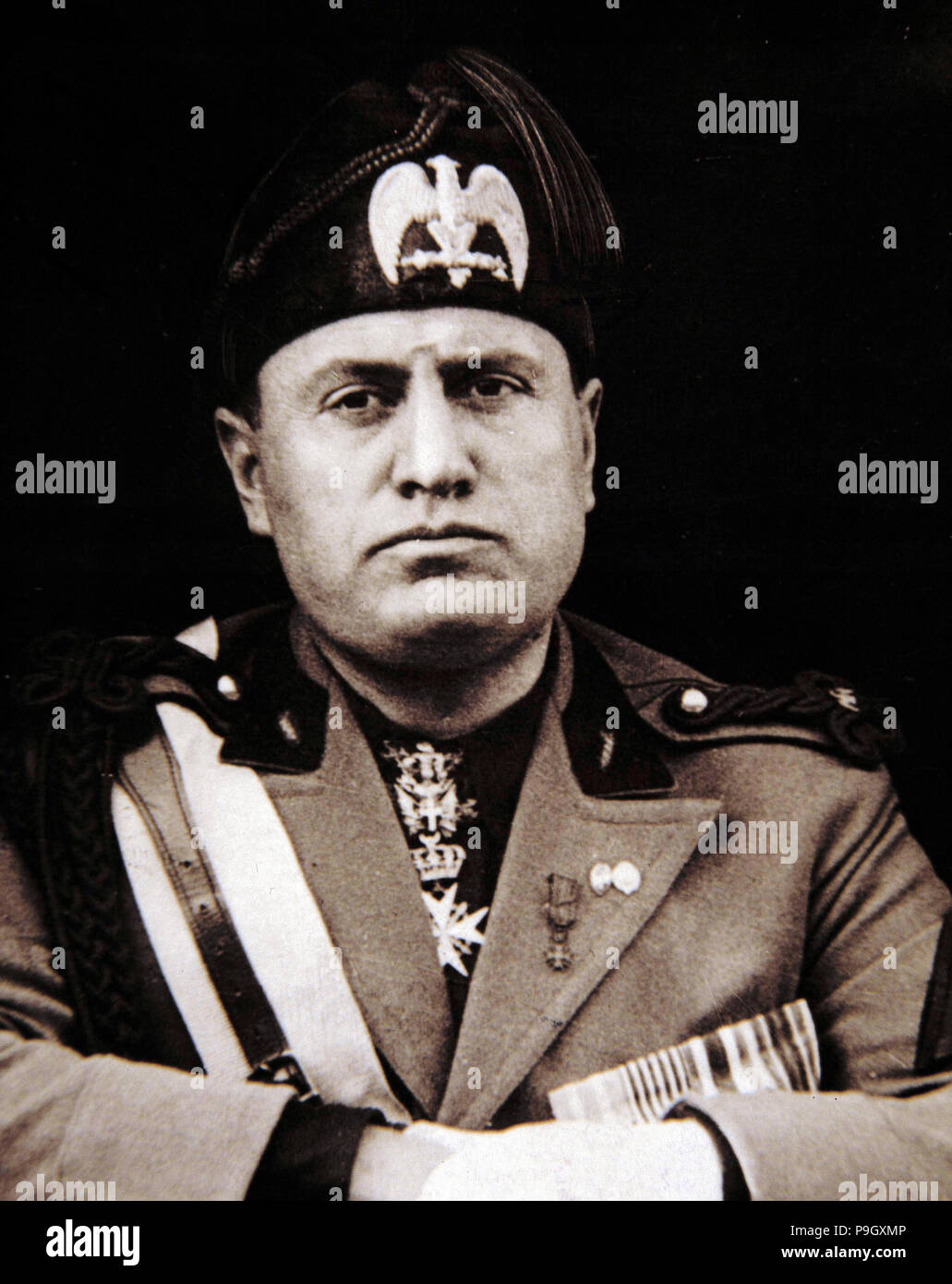 Benito Mussolini (1883-1949), Italian politician and dictator, reproduction of  a photo. Stock Photo