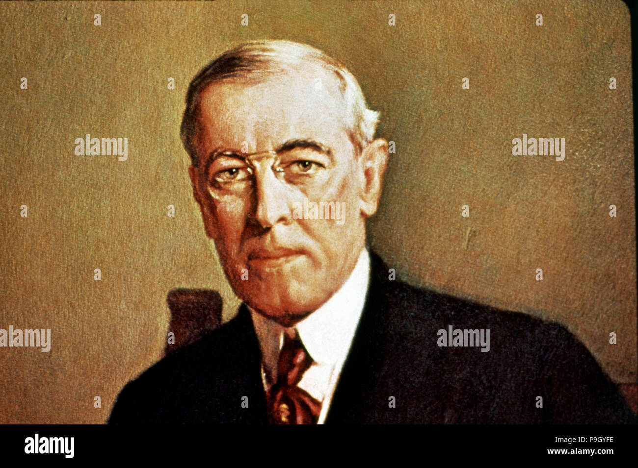 Thomas Woodrow Wilson (1856-1924), the twenty eighth U.S. president, Nobel Peace Prize, 1919. Stock Photo