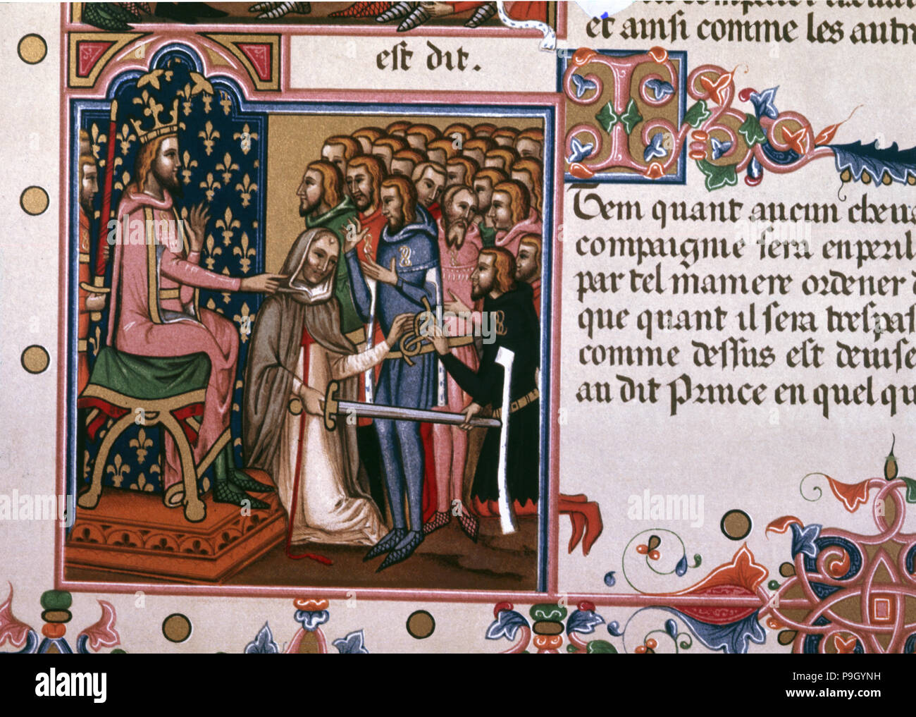Investiture Of A Gentleman, Page Of A 14Th Century Manuscript Entitled  'Order Of The Holy Spirit' Stock Photo - Alamy