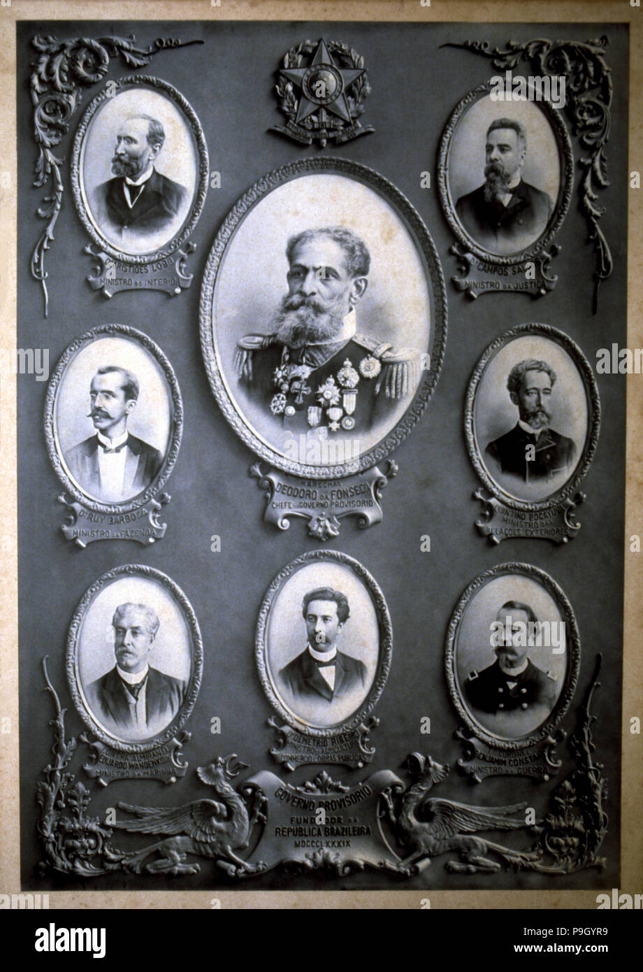 Provisional Government of the Brazilian Republic (1889), chaired by D. da Fonseca, A. Lobos, Camp… Stock Photo