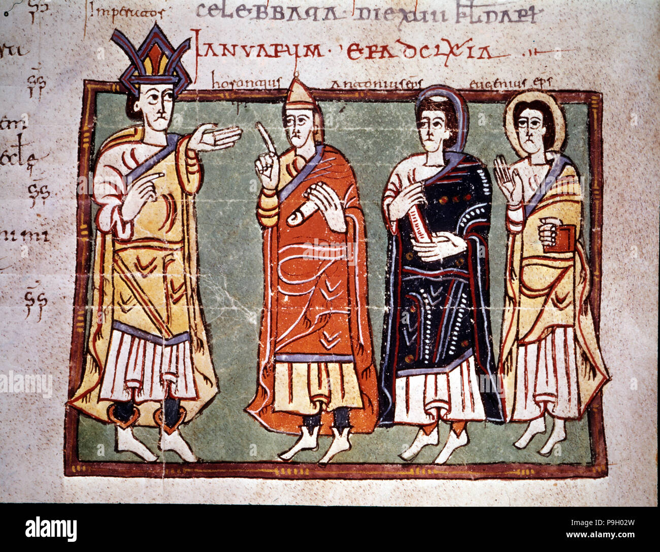 Council held in 622, miniature in the 'Codex Albeldense' (Codex Conciliorum Albeldensis seu Vigil… Stock Photo