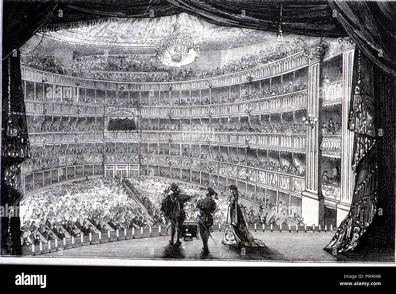 View of the stalls of the Teatro Real in Madrid, built in 1850