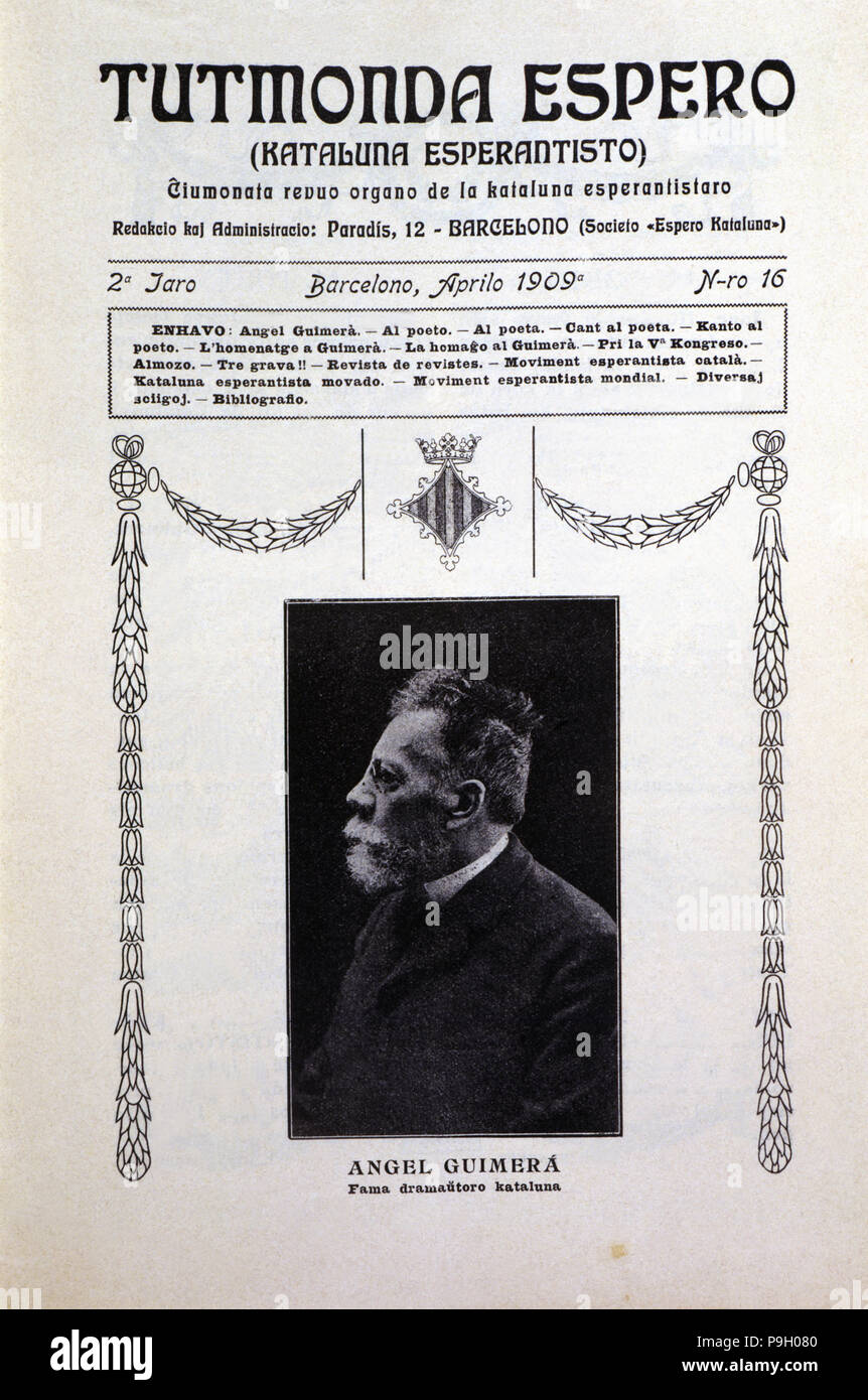 Cover of the gazette 'Tutmonda Espero - Kataluna Esperantisto', organ of the Catalan Esperanto mo… Stock Photo