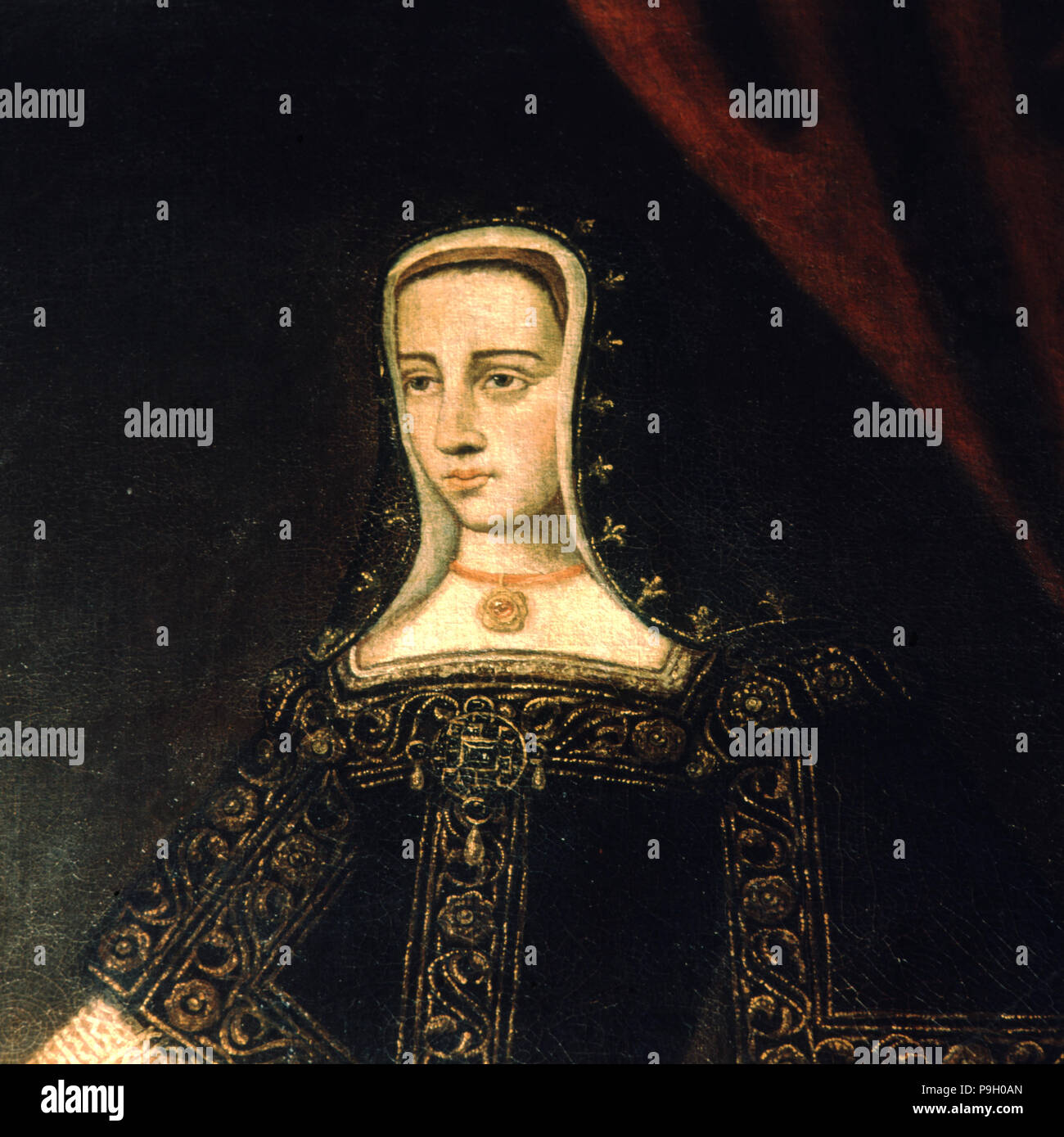 Detail of the portrait 'Juana la Loca' (1479-1555), Queen of Castile and daughter of the Catholic… Stock Photo