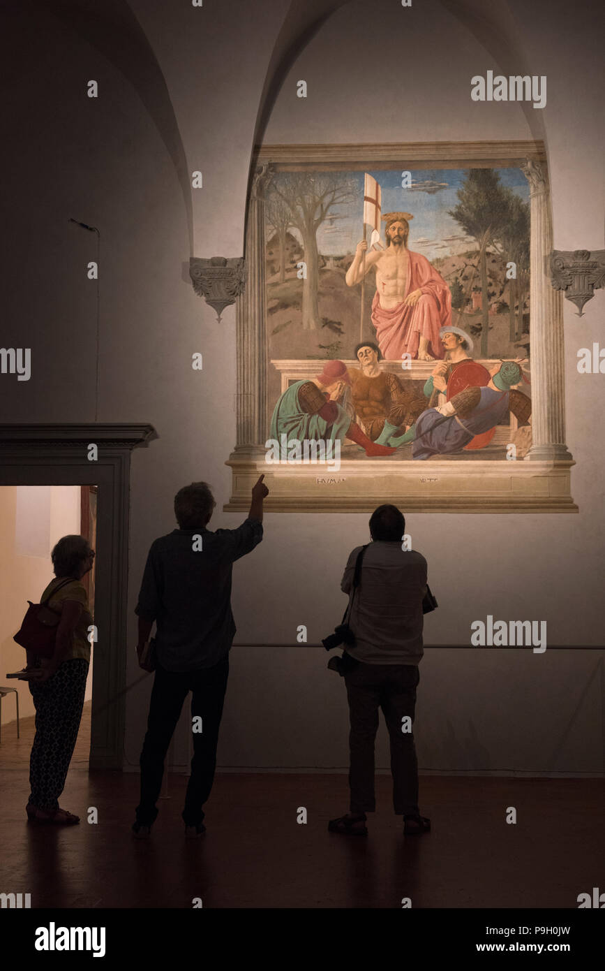 Piero Della Francesca Frescos In The Museo Civico Sansepolcro Tuscany Italy June 2018 The Resurrection The Newly Restored Frescos By 15th Century Stock Photo Alamy