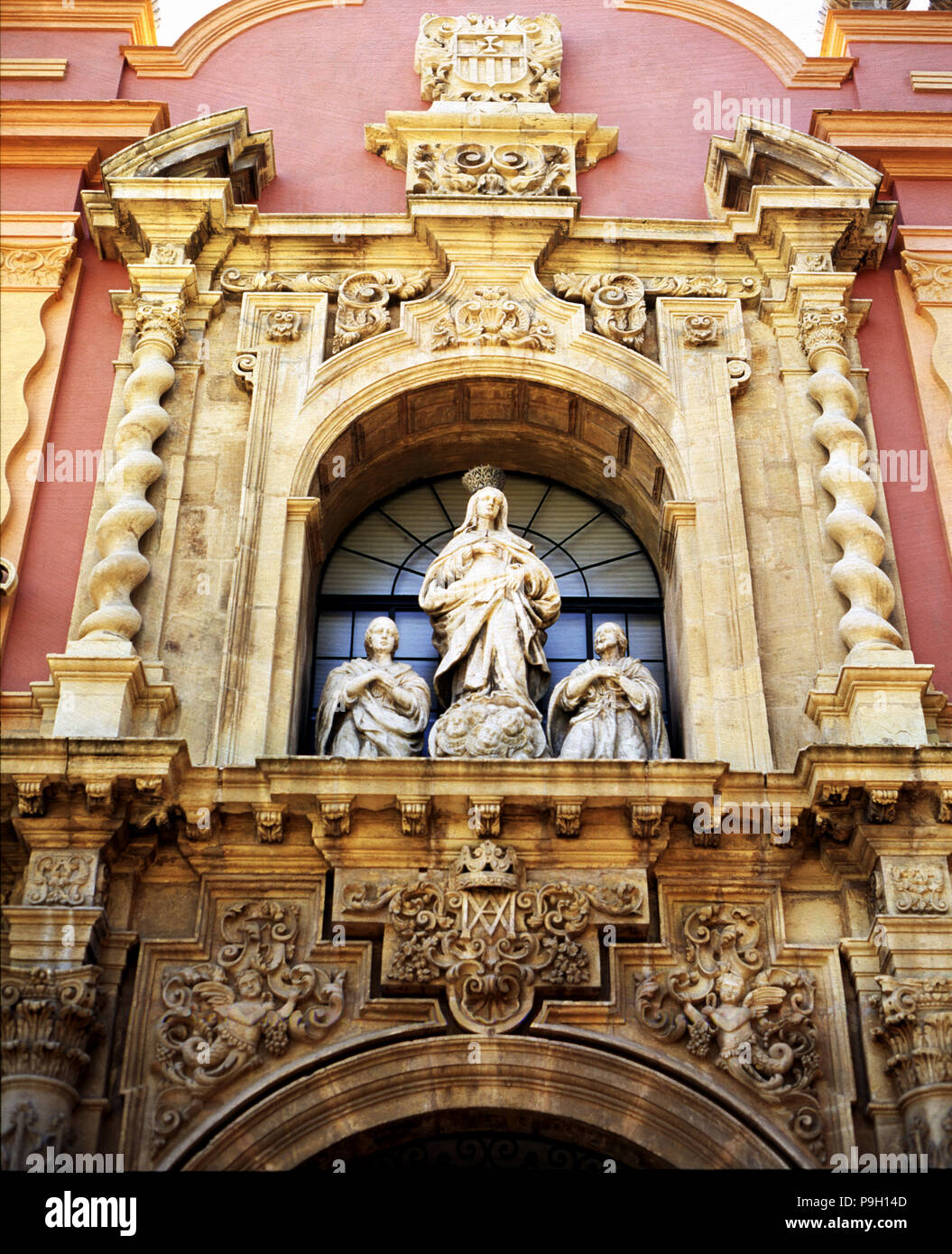 Detail of the door of the Museum of Fine Arts, Seville. Stock Photo
