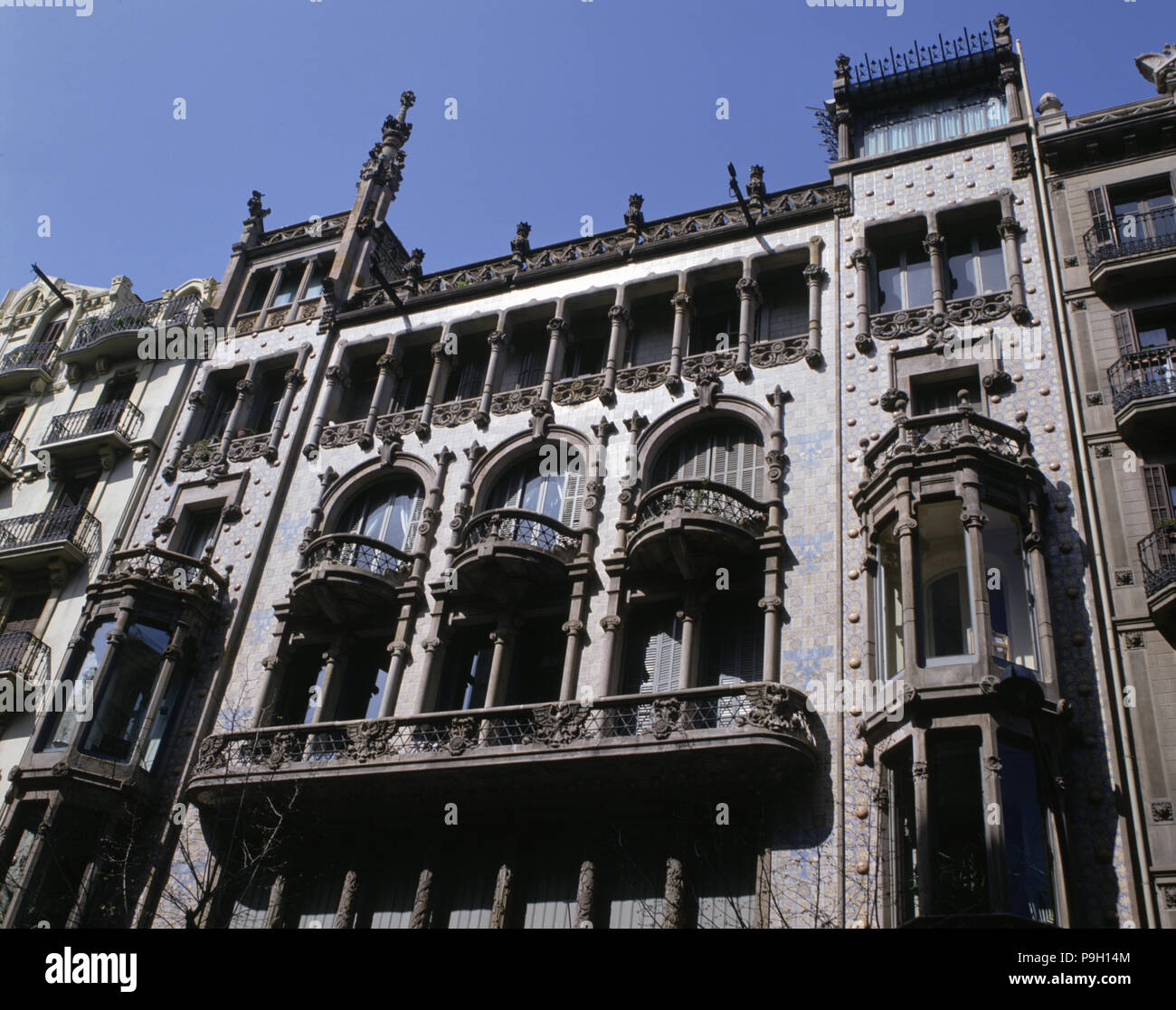 Façade of Thomas House in 293 Mallorca Street, Barcelona, ??by Lluis Domenech i Montaner in 1895-… Stock Photo