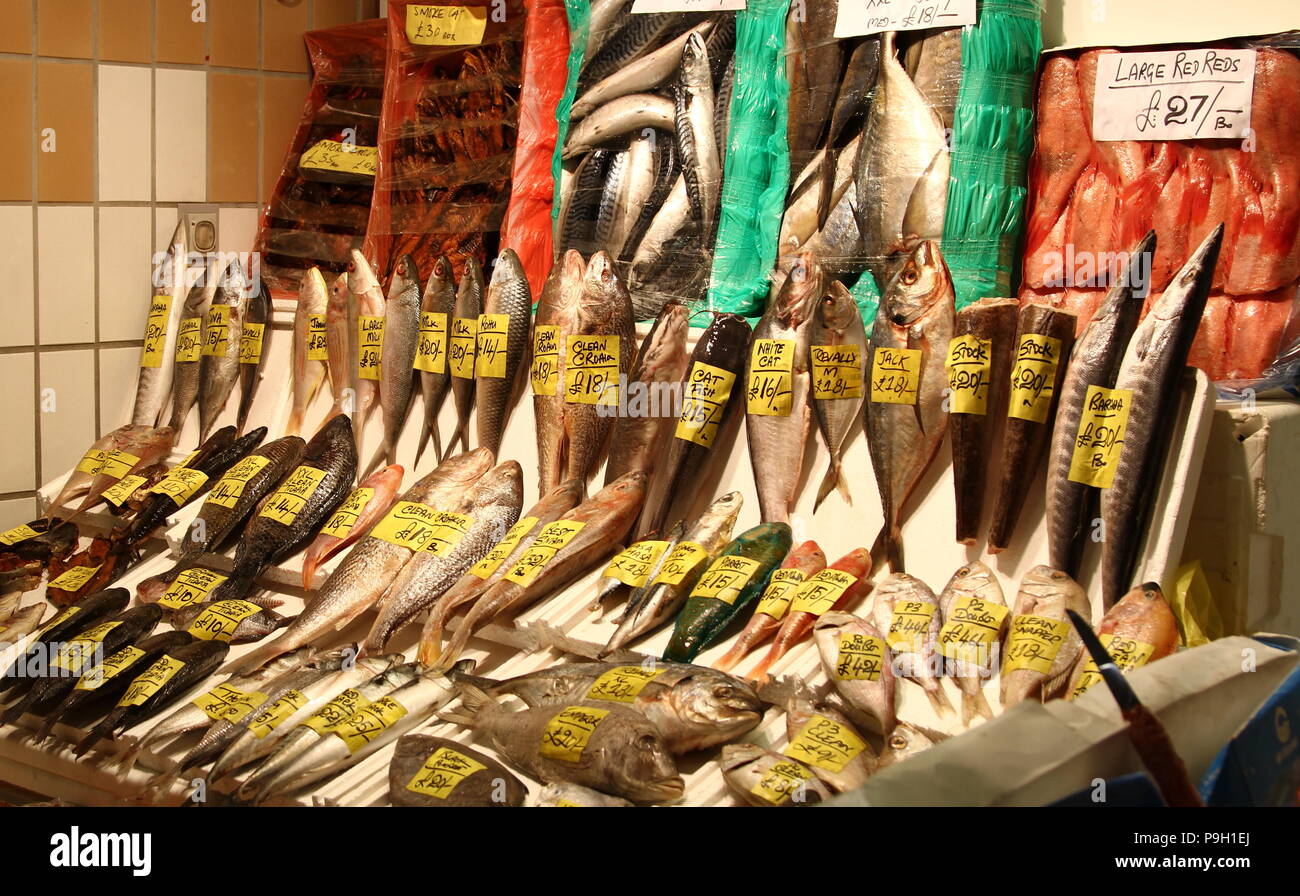 Fish. Fish market. Fish food. Fish for sale in Billingsgate fish market