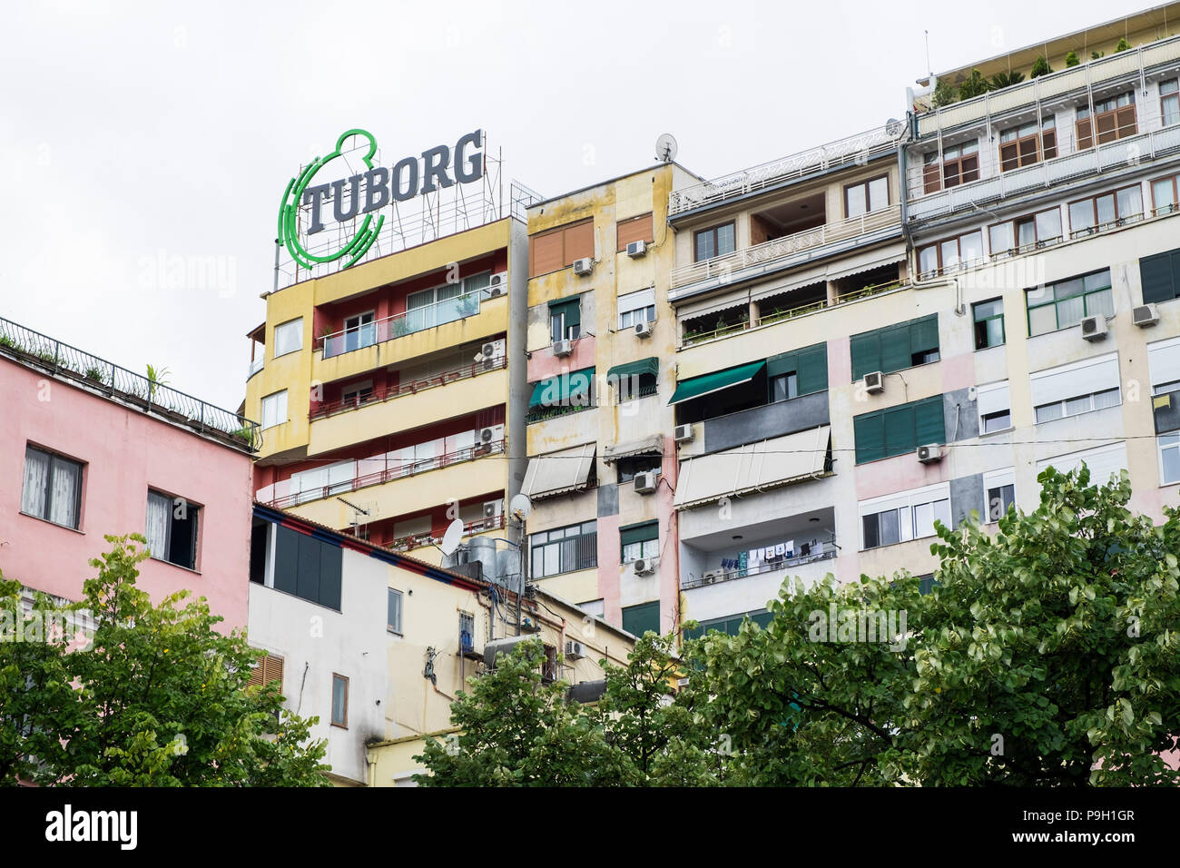 Albania, Tirana, houses in town Stock Photo Alamy