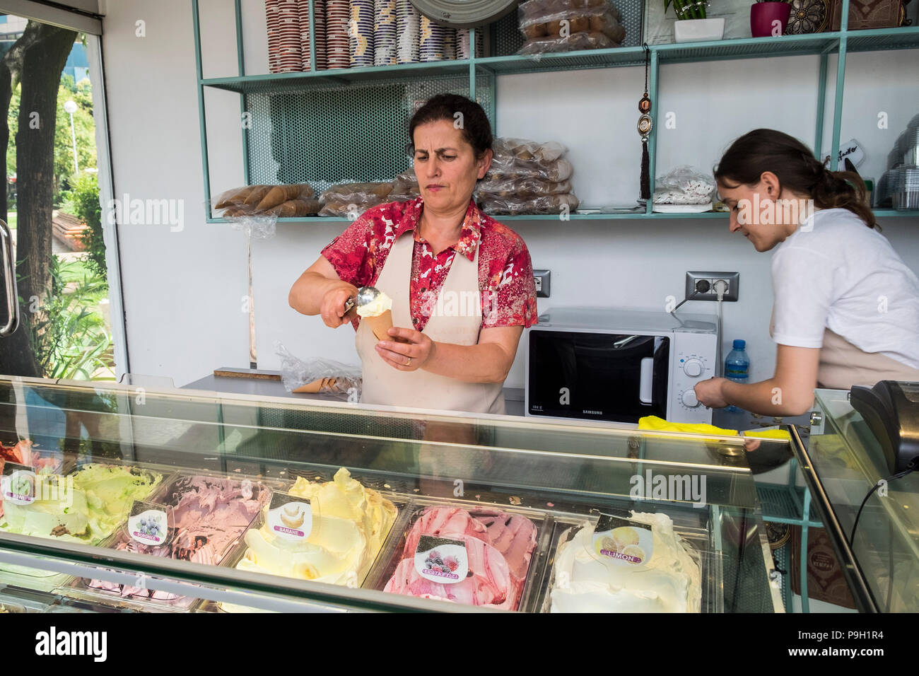 Albania, Tirana, ice-cream shop Stock Photo
