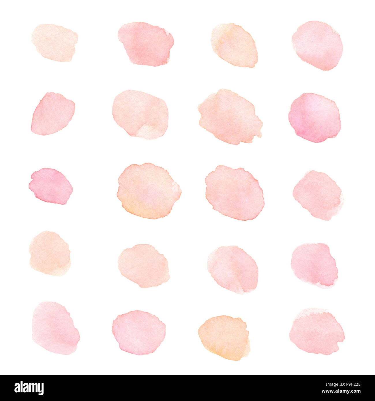 Hand Painted Soft Pink And Peach Watercolor Dots And Blots