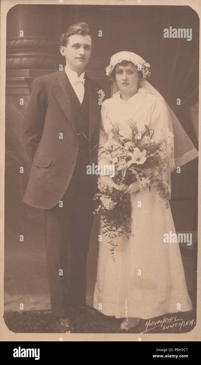 Vintage Southsea Photograph of a Wedding Couple Stock Photo