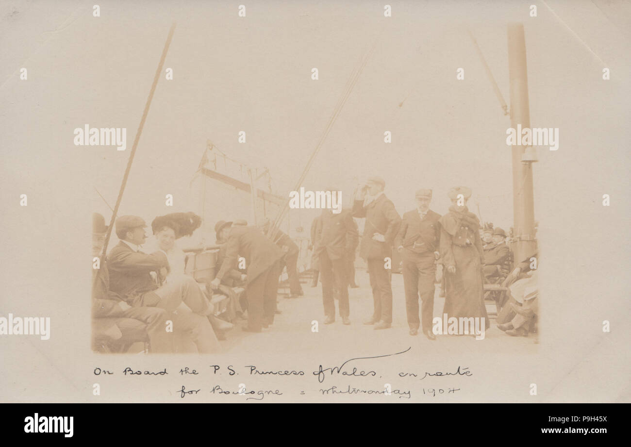 Vintage 1904 Photograph of People Onboard The Paddle Steamer Princess ...