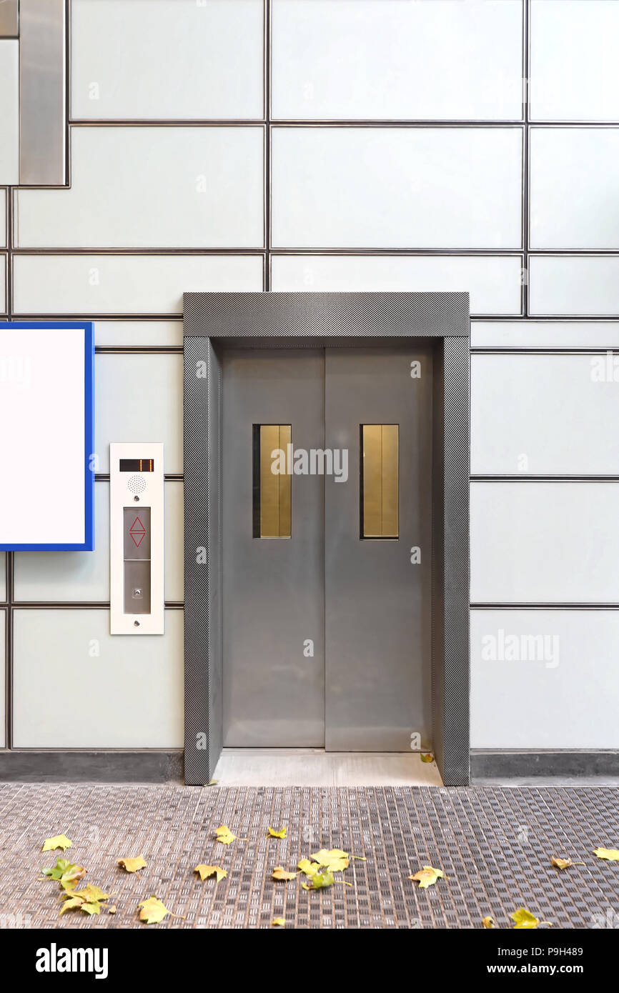 Elevator Doors at Building Exterior Stock Photo Alamy