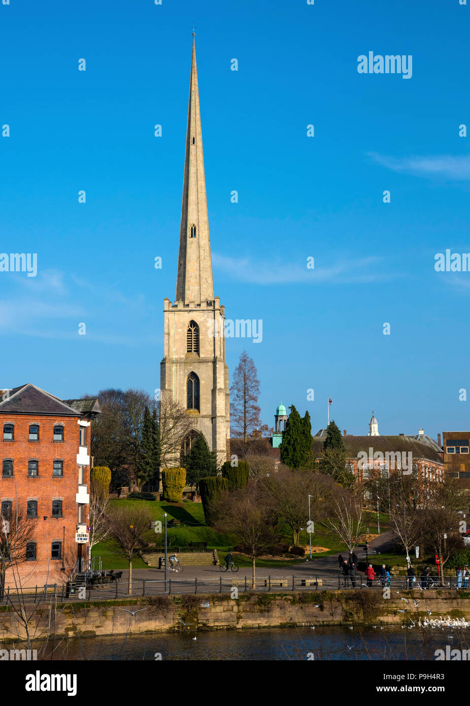 St. Andrews Spire or 'Glover's Needle' n the River Severn, Worcester