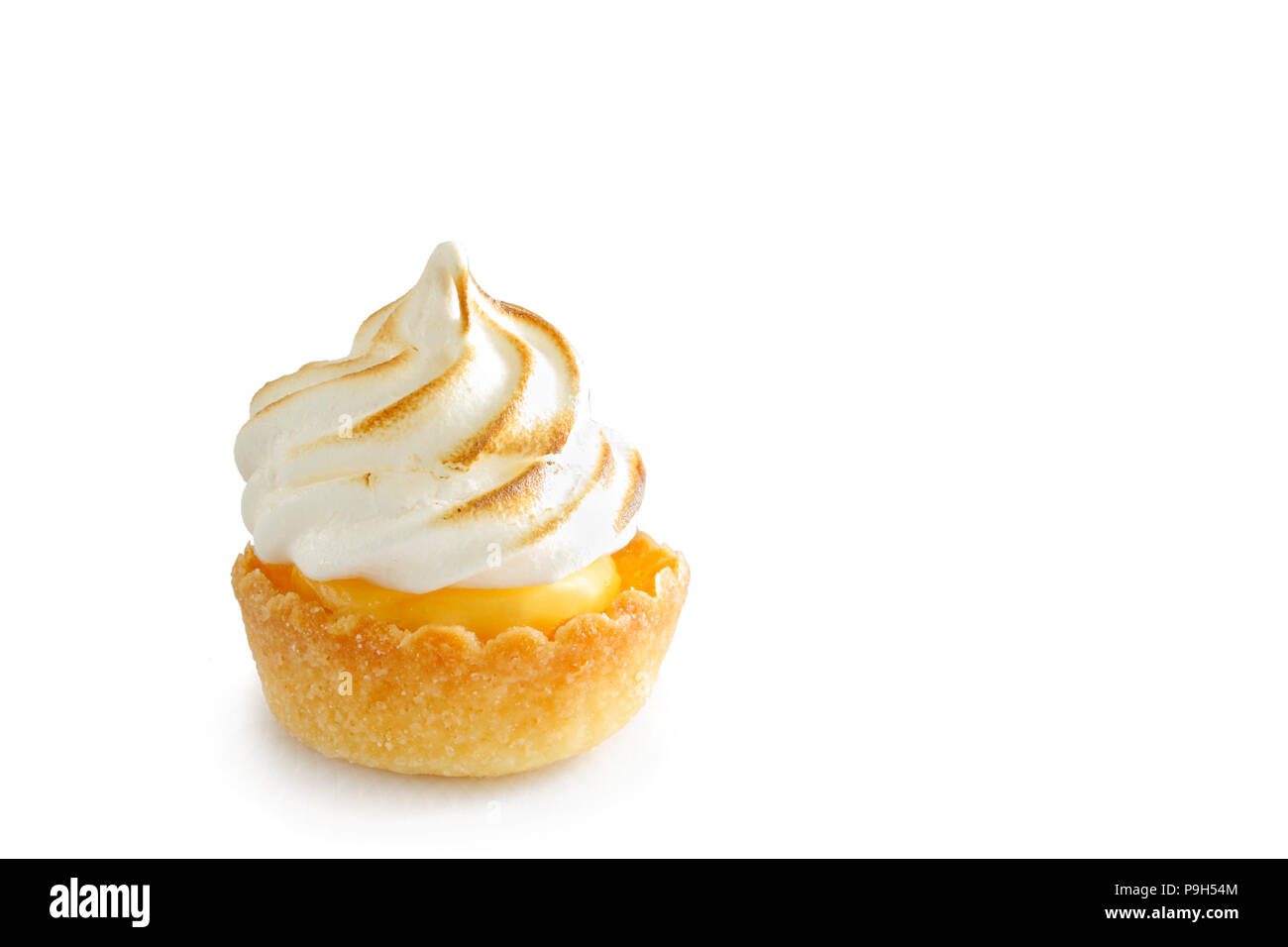Mini lemon meringue tart isolated on white background Stock Photo