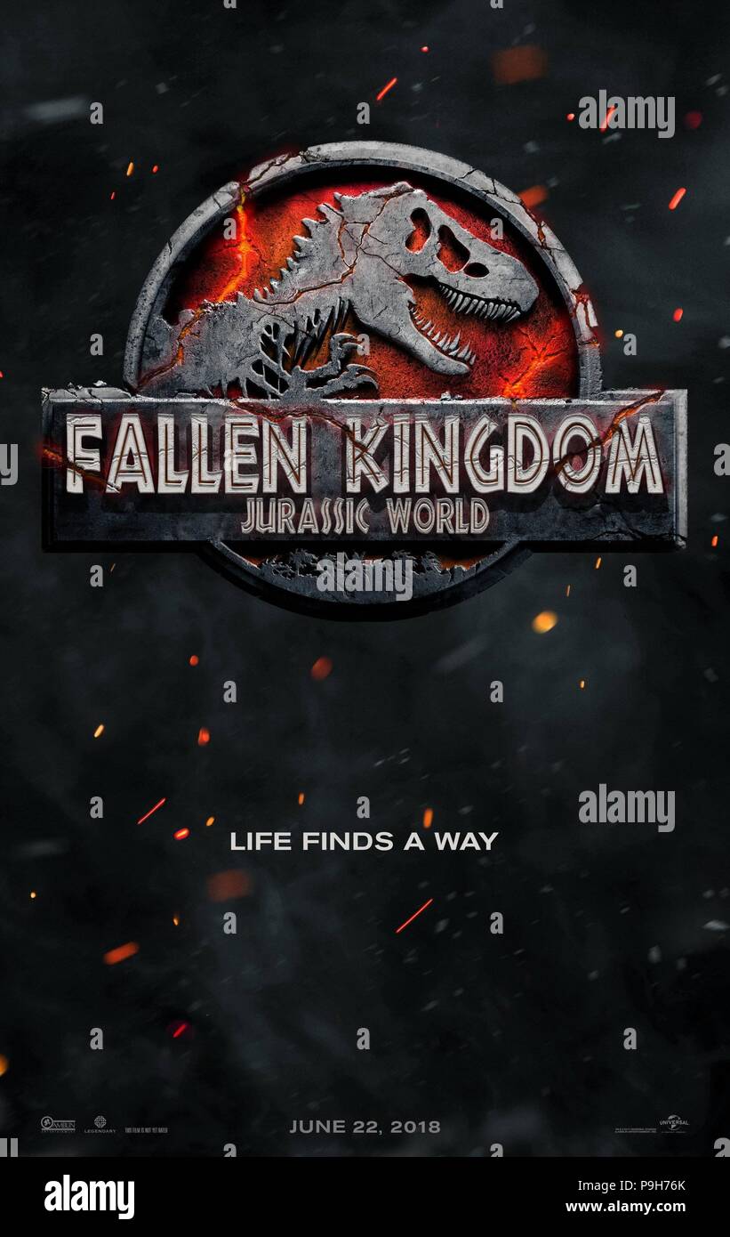 RELEASE DATE: June 22, 2018 TITLE: Jurassic World: Fallen Kingdom STUDIO: Universal Pictures DIRECTOR: J.A. Bayona PLOT: When the island's dormant volcano begins roaring to life, Owen and Claire mount a campaign to rescue the remaining dinosaurs from this extinction-level event. STARRING: Poster art. (Credit Image: © Universal Pictures/Entertainment Pictures) Stock Photo