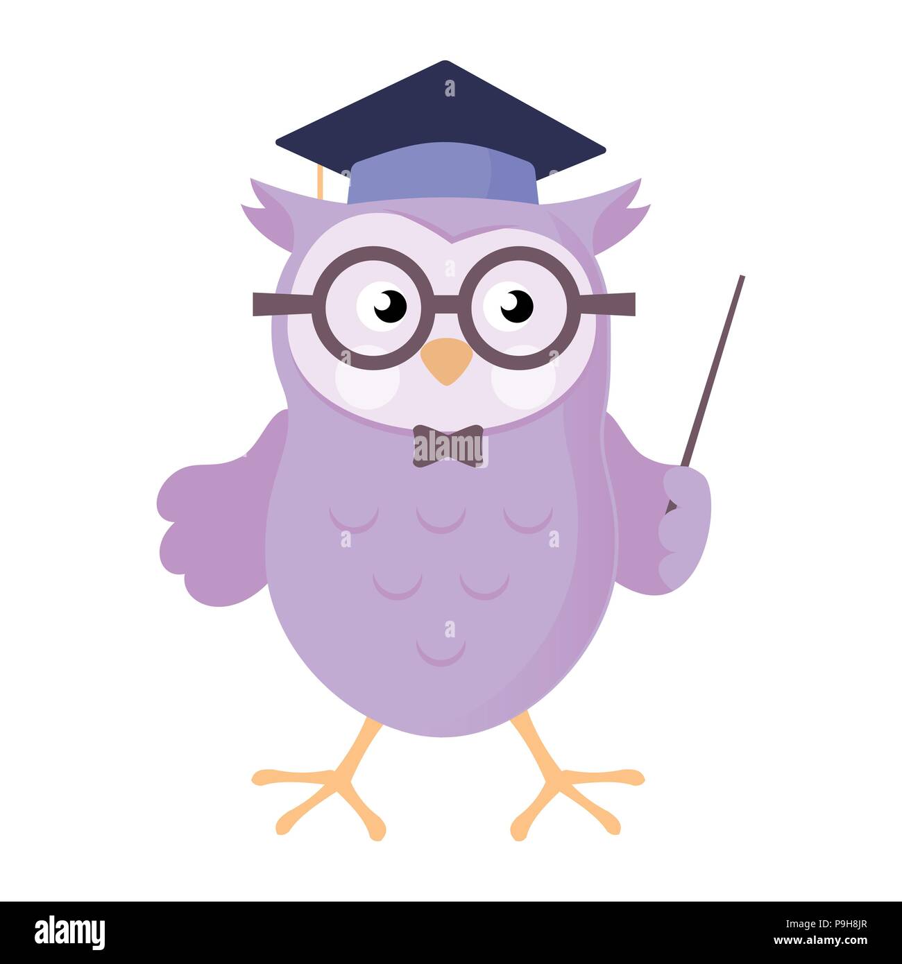 Owl wearing academic cap for education concept. Cartoon Vector Illustration. Stock Vector