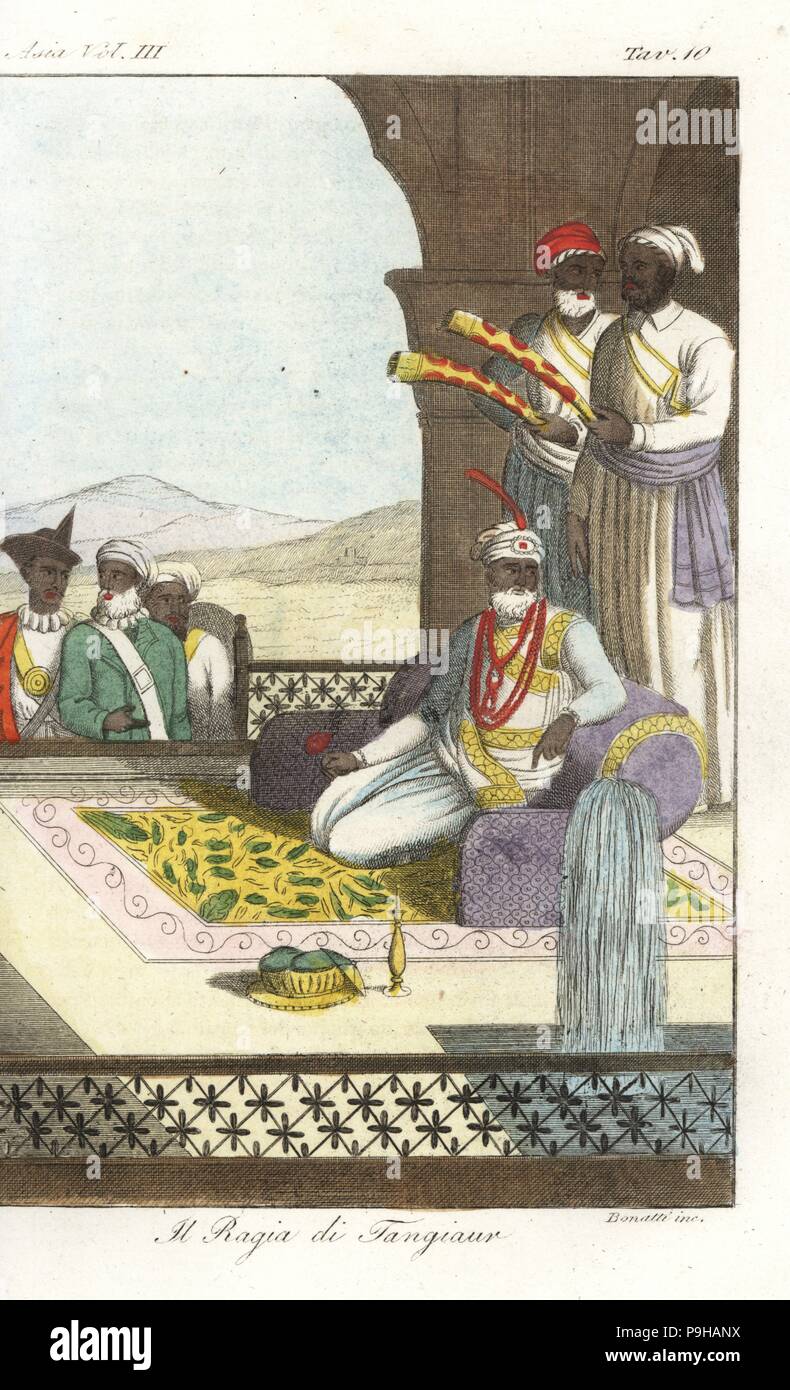 Raja Shivaji, last Raja of Thanjavur (Tanjore), Bhonsie dynasty. Seated ...