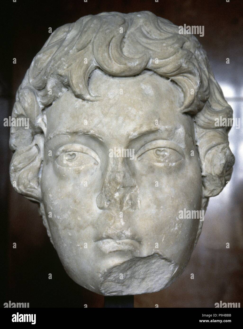 Caracalla (Lugdunum, 188-Mesoporamia, 217 AD). known as Antoninus. Roman Emperor from 198-217 AD. Severan Dynasty. Marble bust from Markouna, Argelia. 3rd century AD. Louvre Museum. Paris, France. Stock Photo