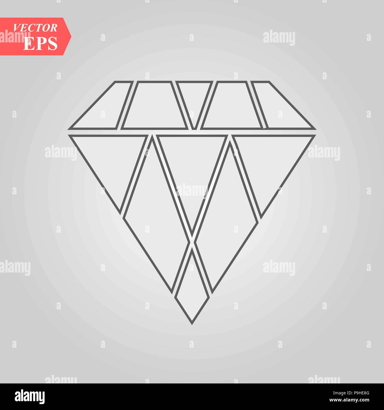 Diamond outline icon, modern minimal flat design style, thin line ...