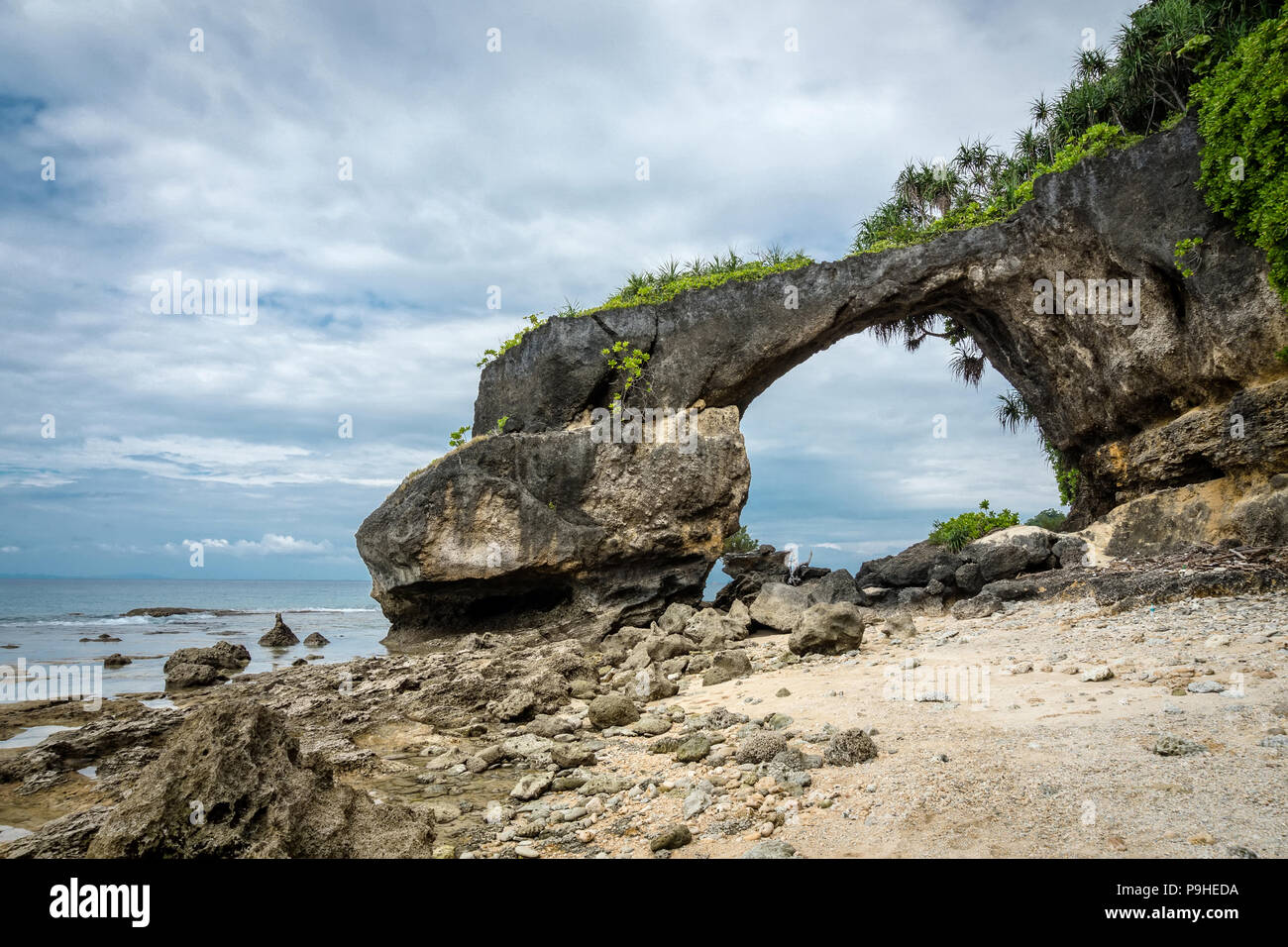 a portion of sea arch Neil island, Andaman and Nicobar, India. Natural bridge, the main attraction of the island. Stock Photo
